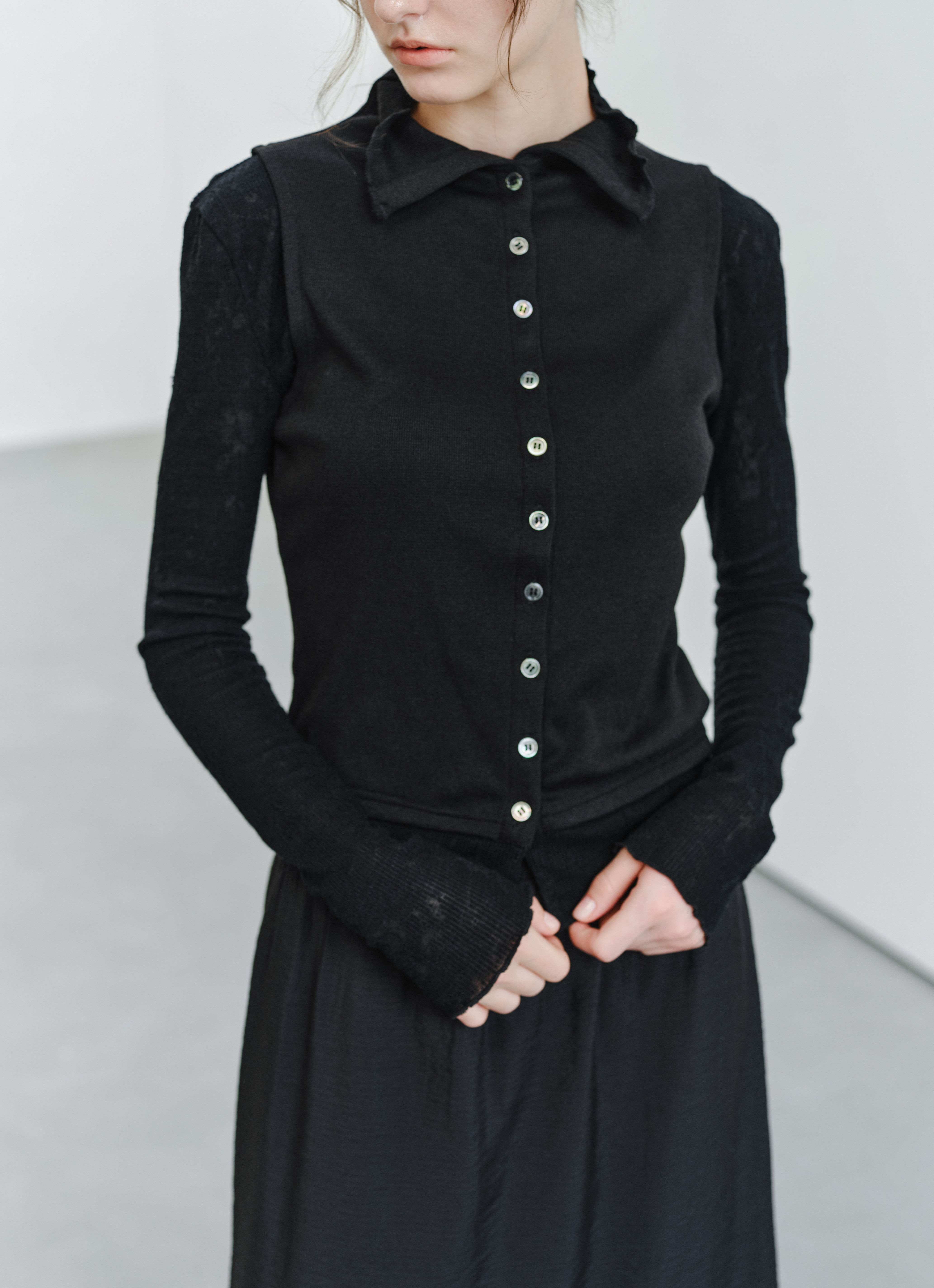 JACQUARD SLEEVE FIT TOP