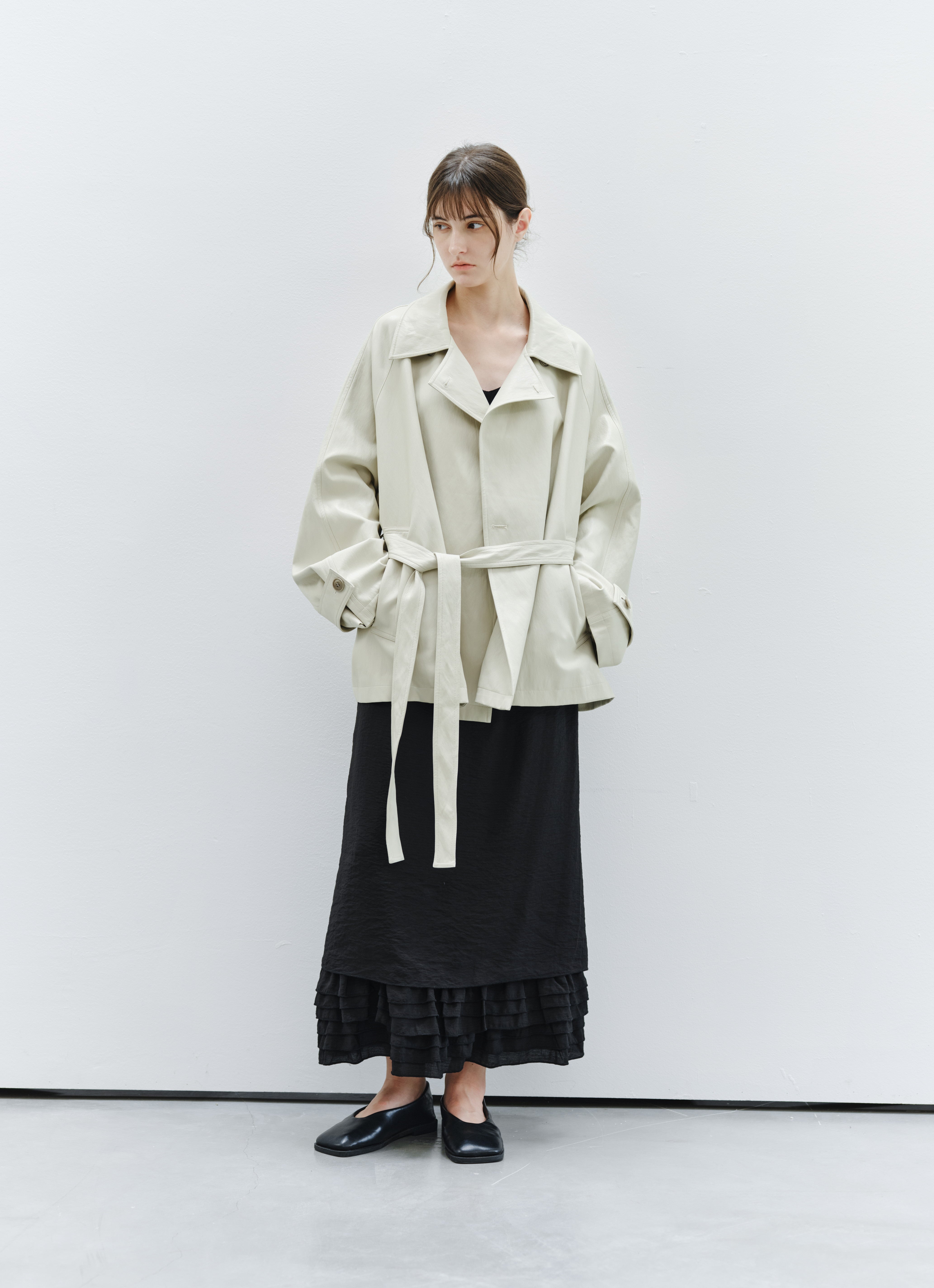 LEATHER TEXTURE MIDI TRENCH