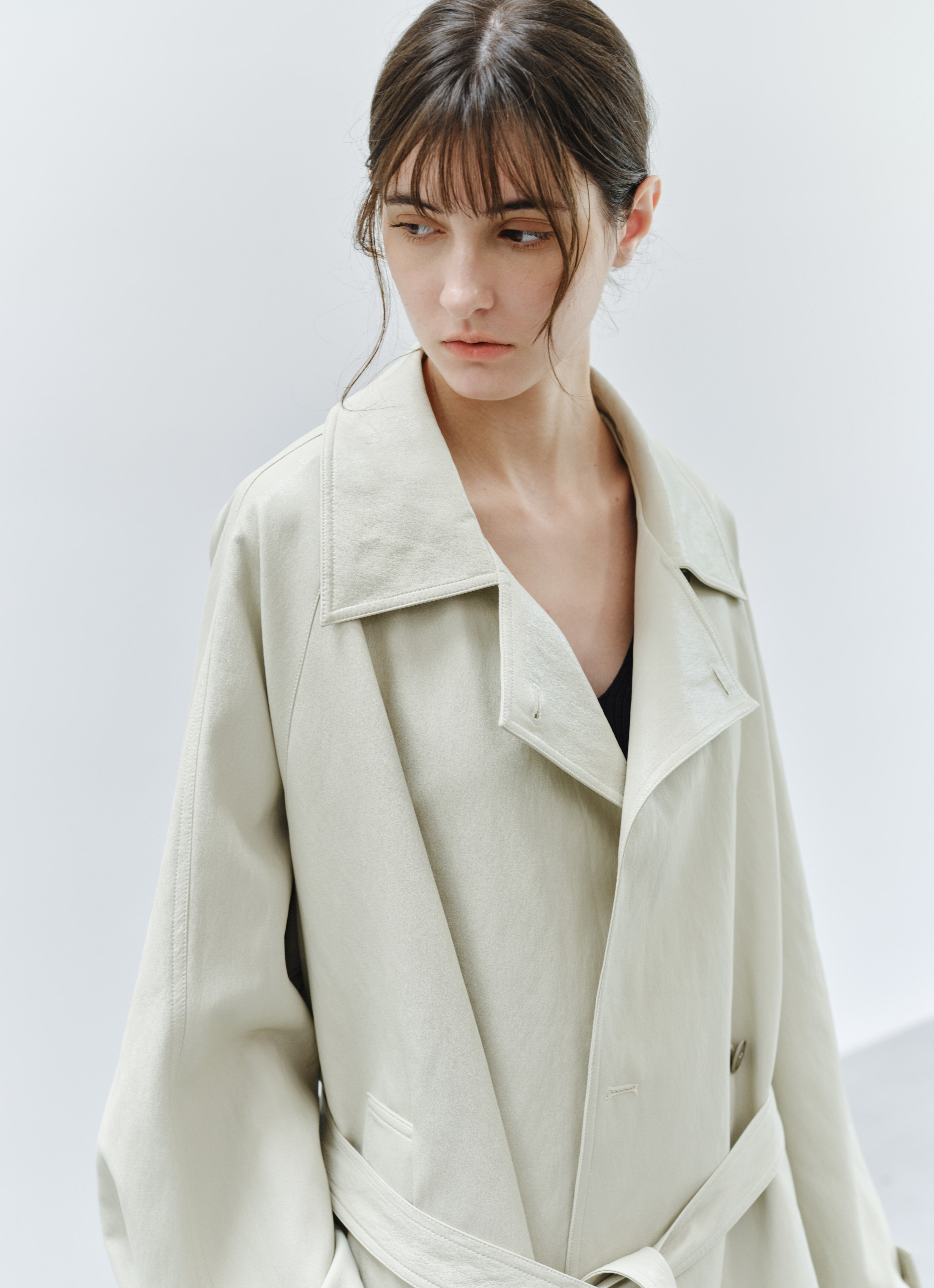 LEATHER TEXTURE MIDI TRENCH