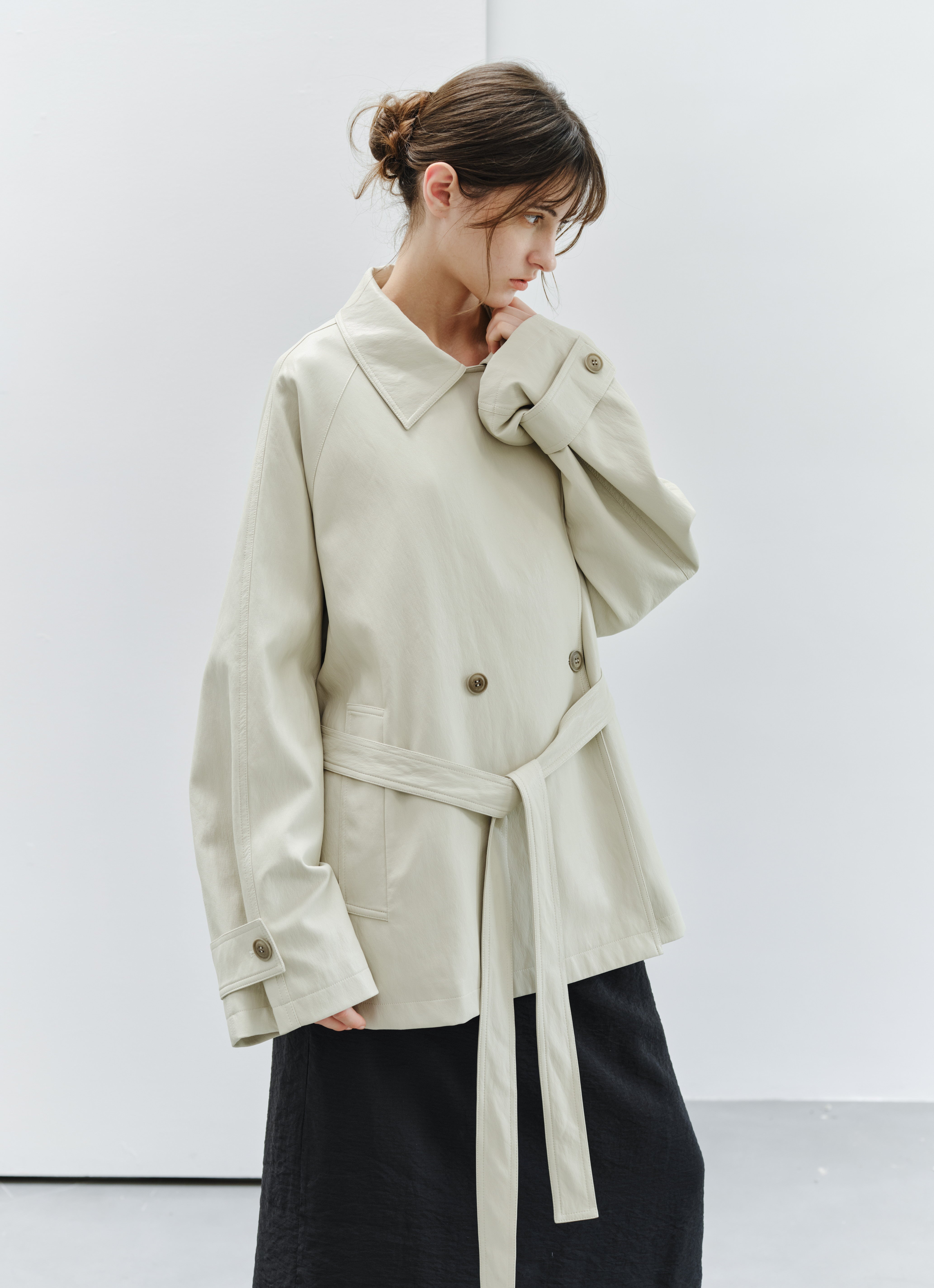 LEATHER TEXTURE MIDI TRENCH