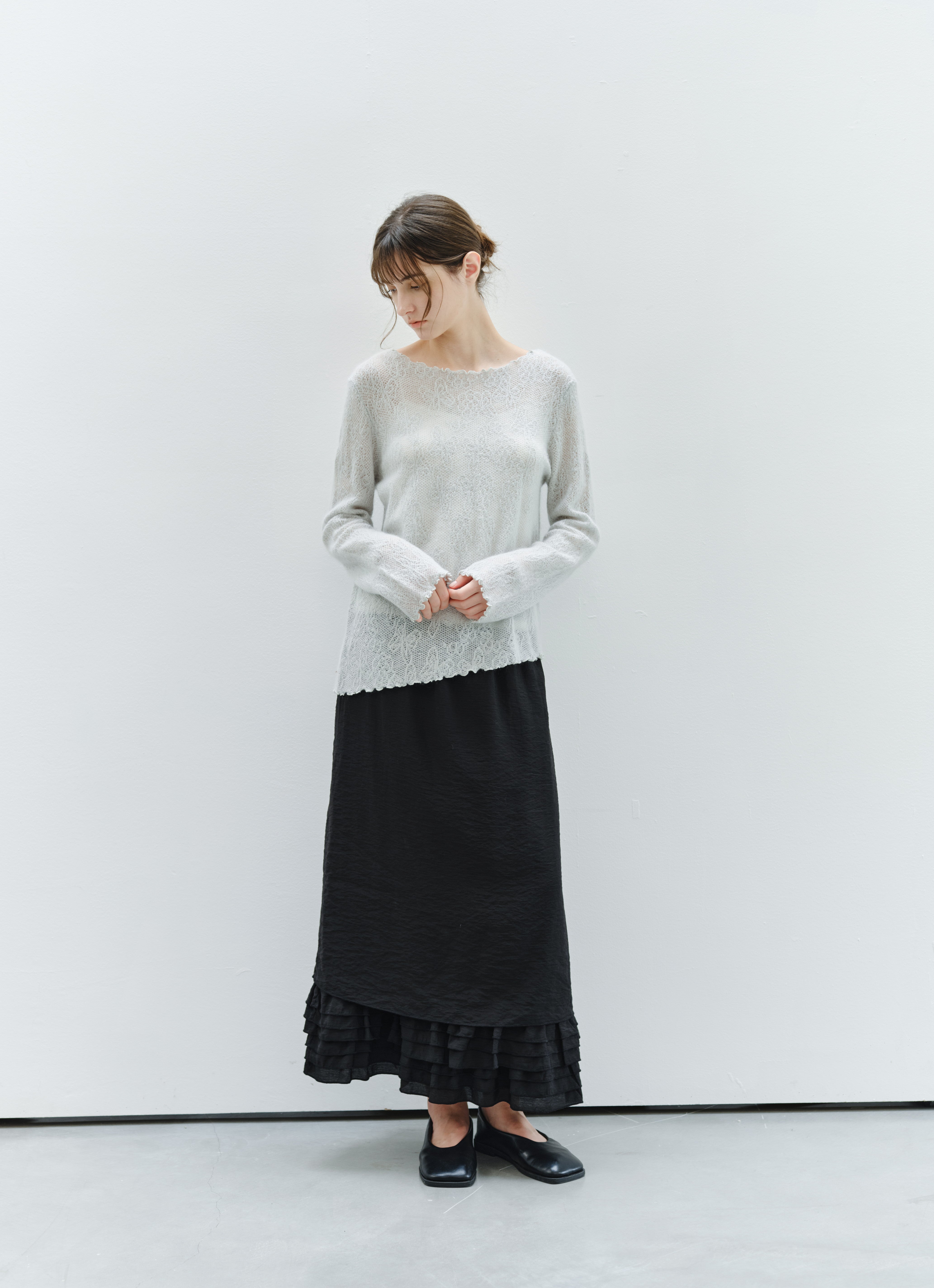 SHEER JACQUARD WOOL SWEATER