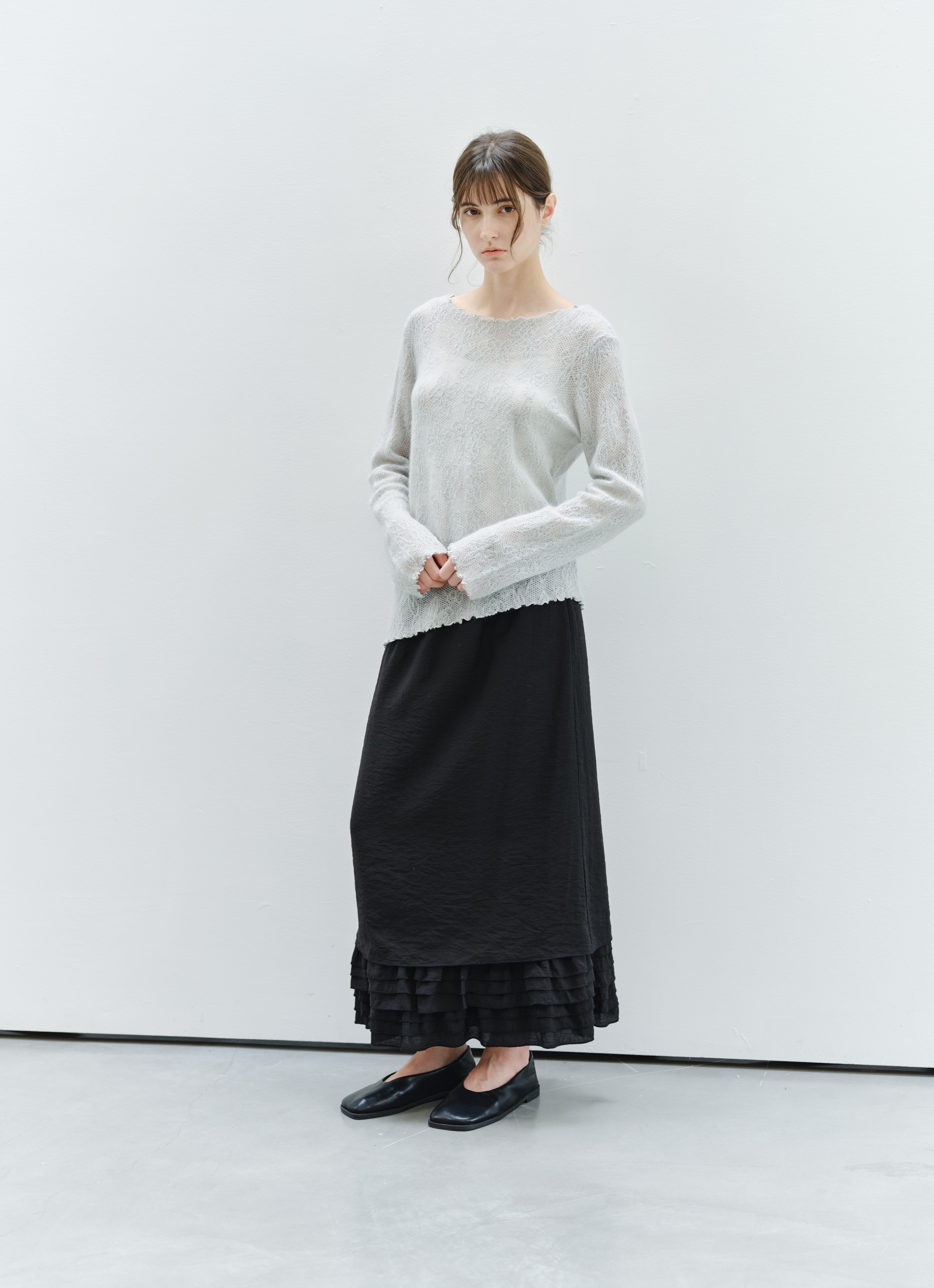 SHEER JACQUARD WOOL SWEATER