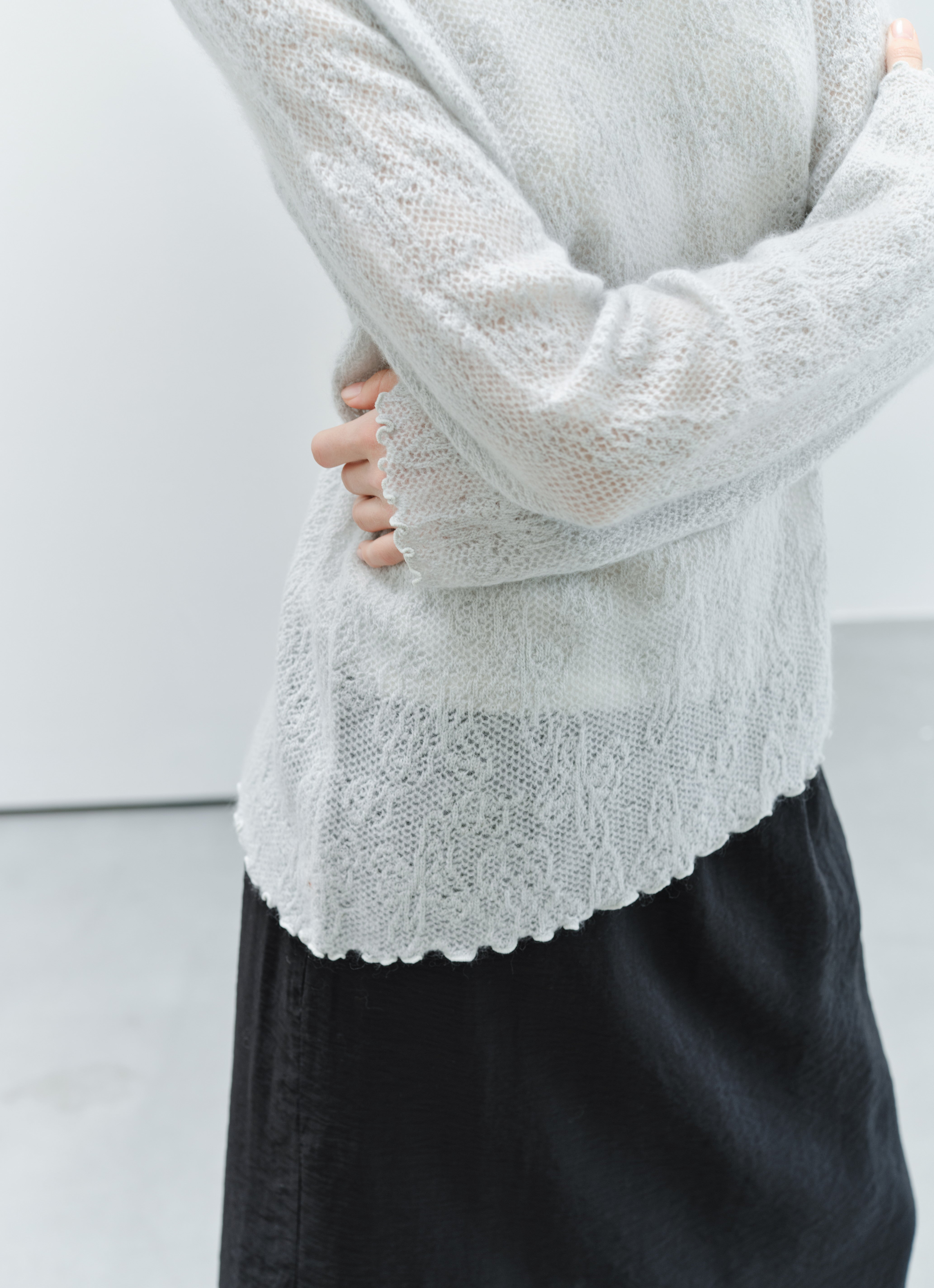 SHEER JACQUARD WOOL SWEATER