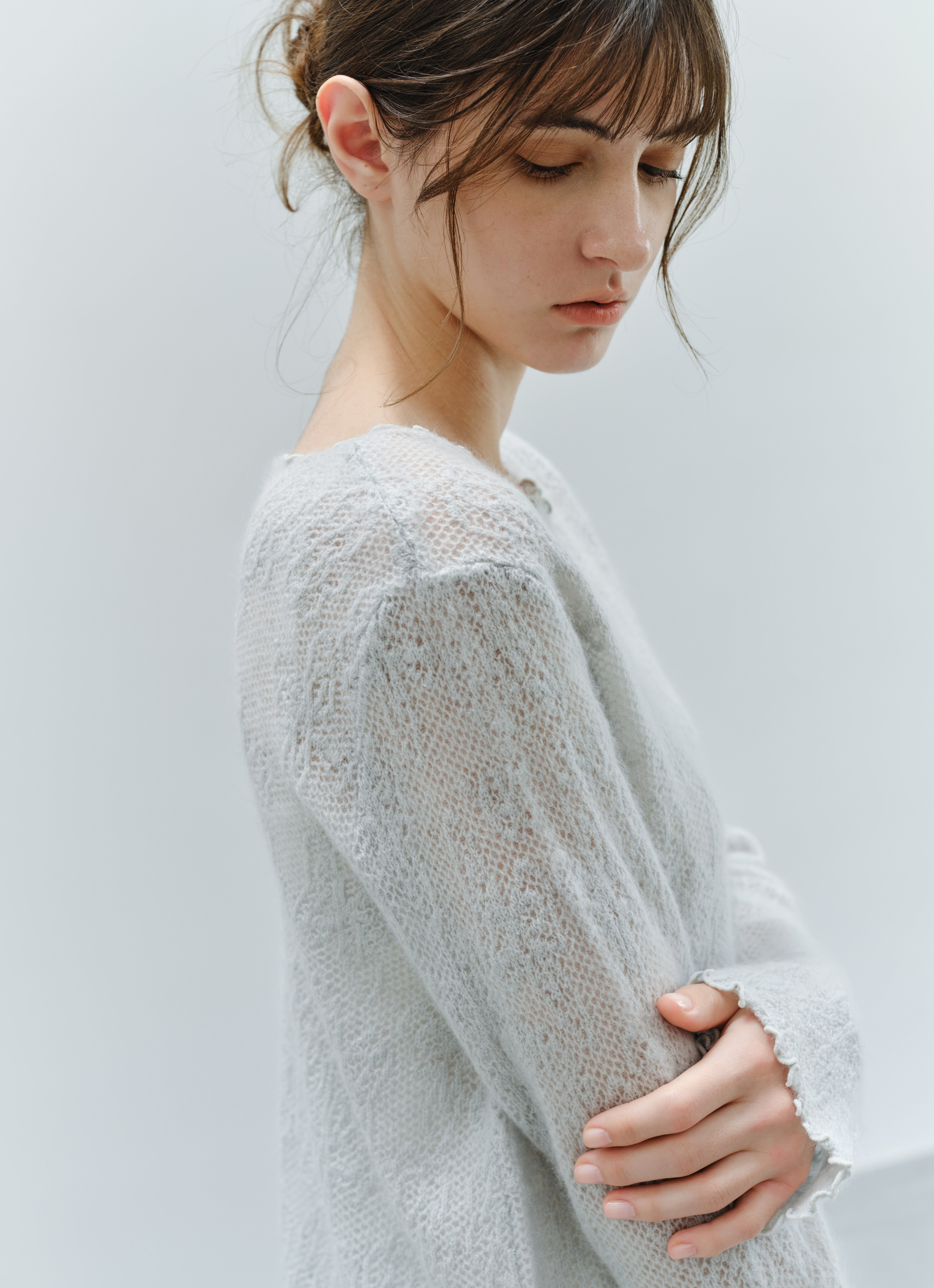 SHEER JACQUARD WOOL SWEATER