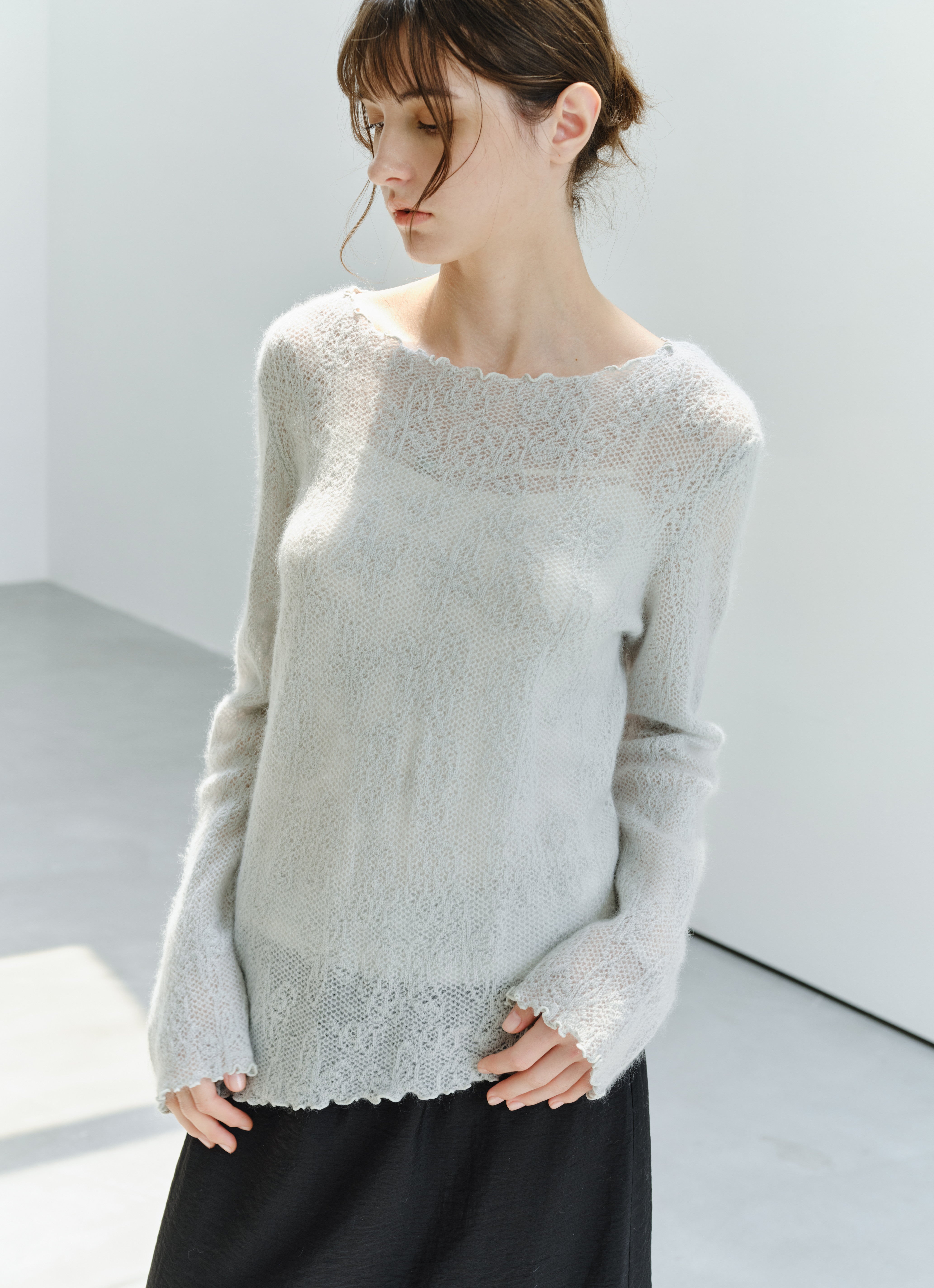 SHEER JACQUARD WOOL SWEATER