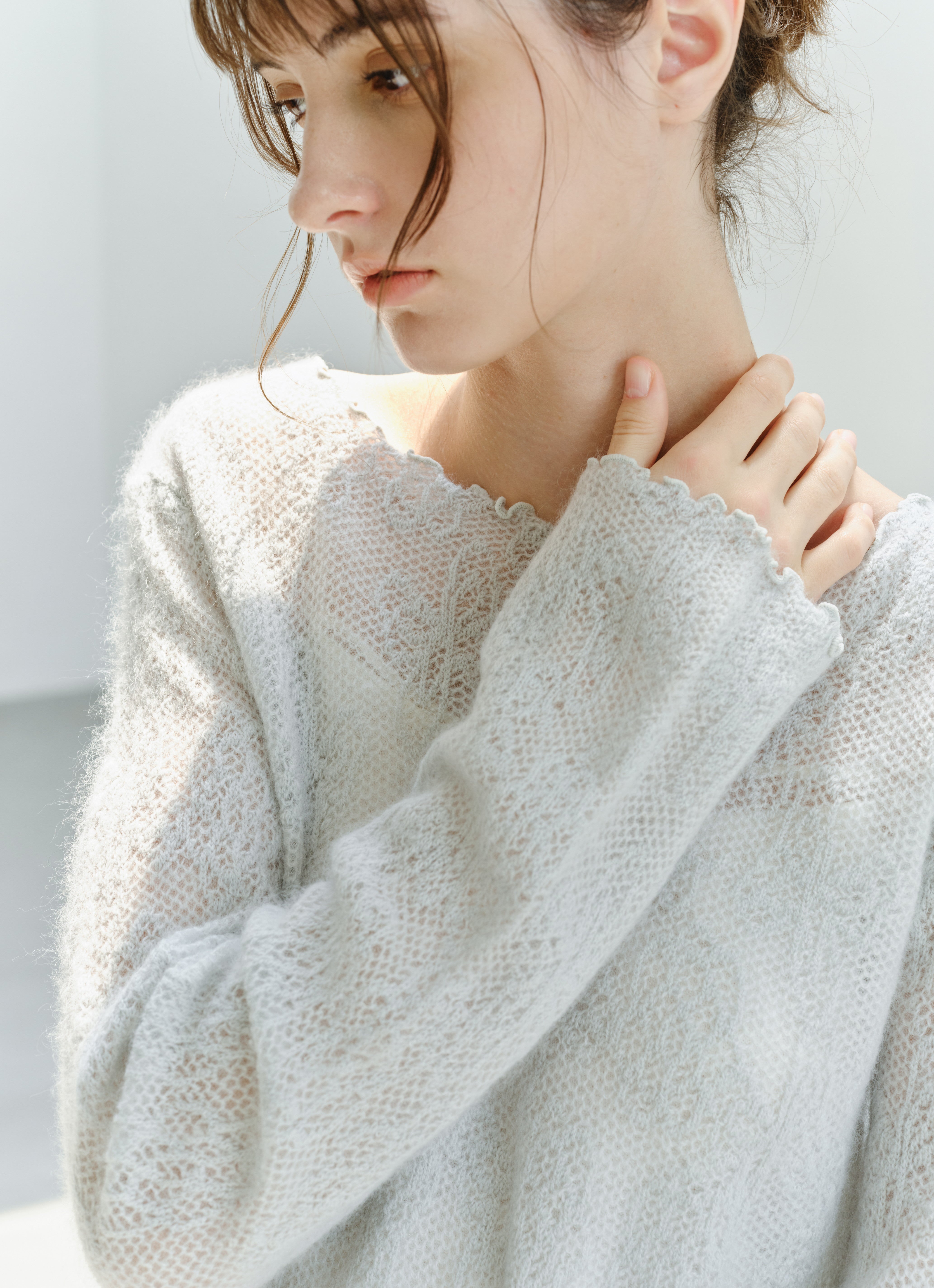 SHEER JACQUARD WOOL SWEATER