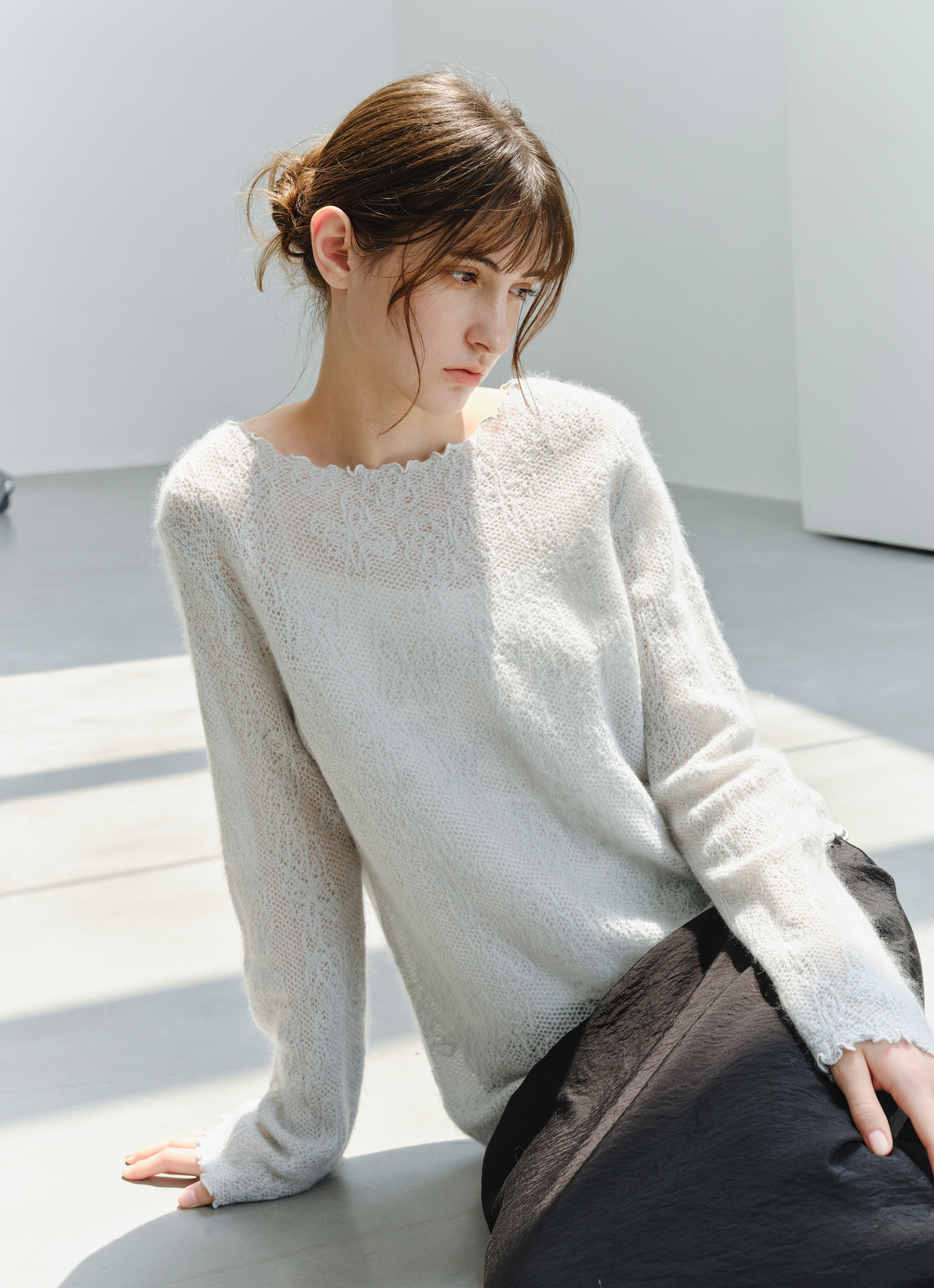 SHEER JACQUARD WOOL SWEATER