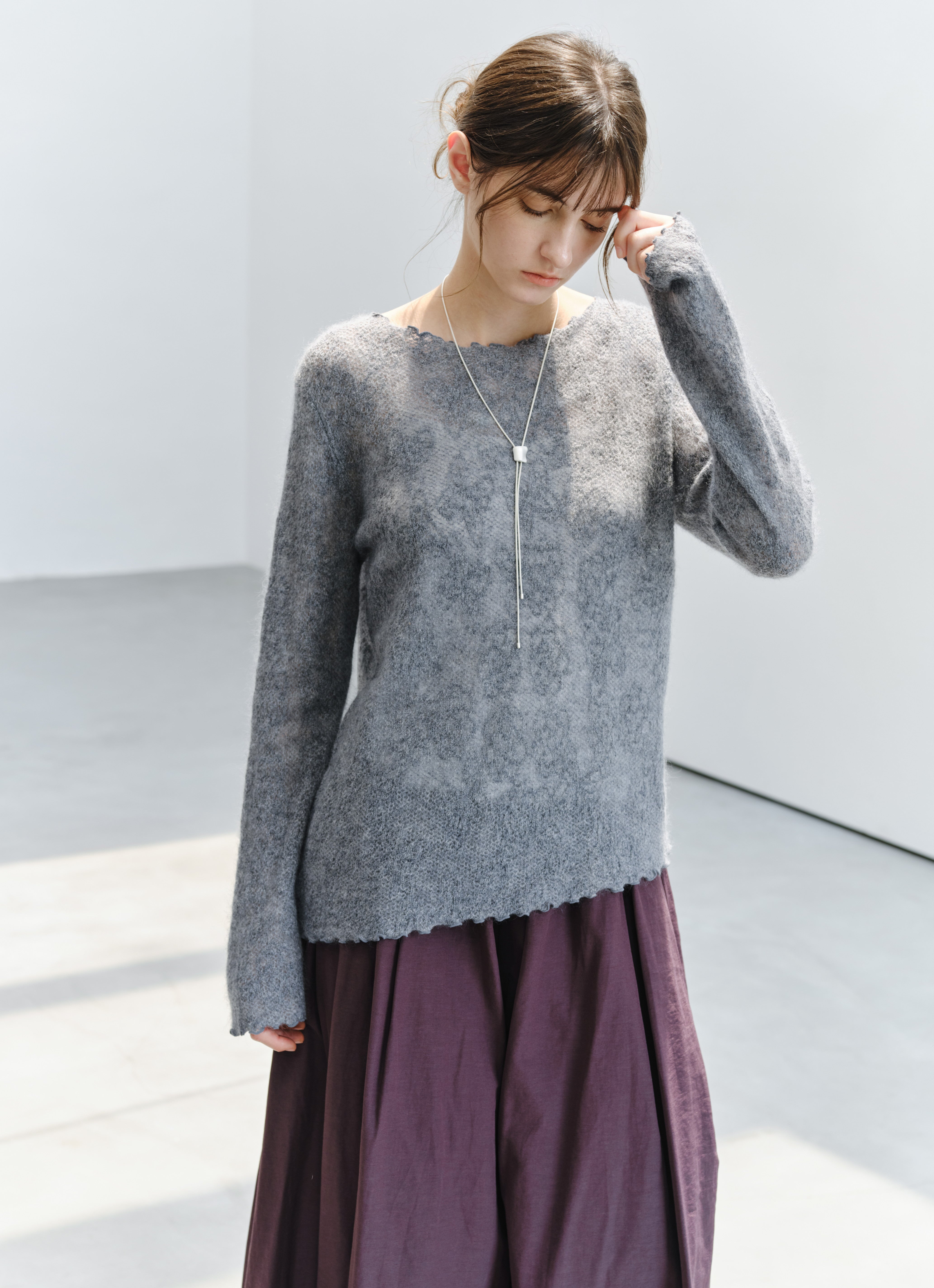 SHEER JACQUARD WOOL SWEATER
