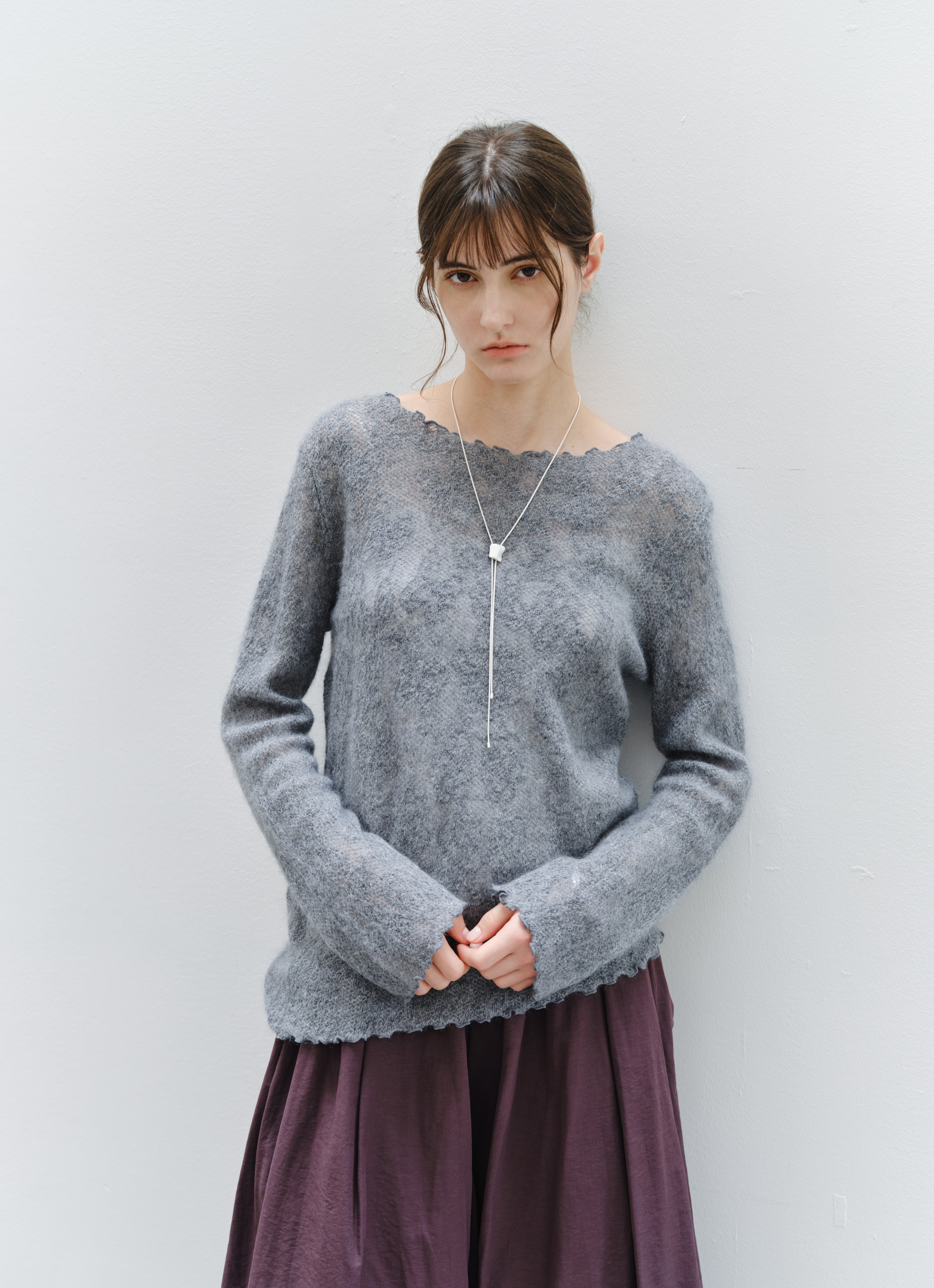 SHEER JACQUARD WOOL SWEATER