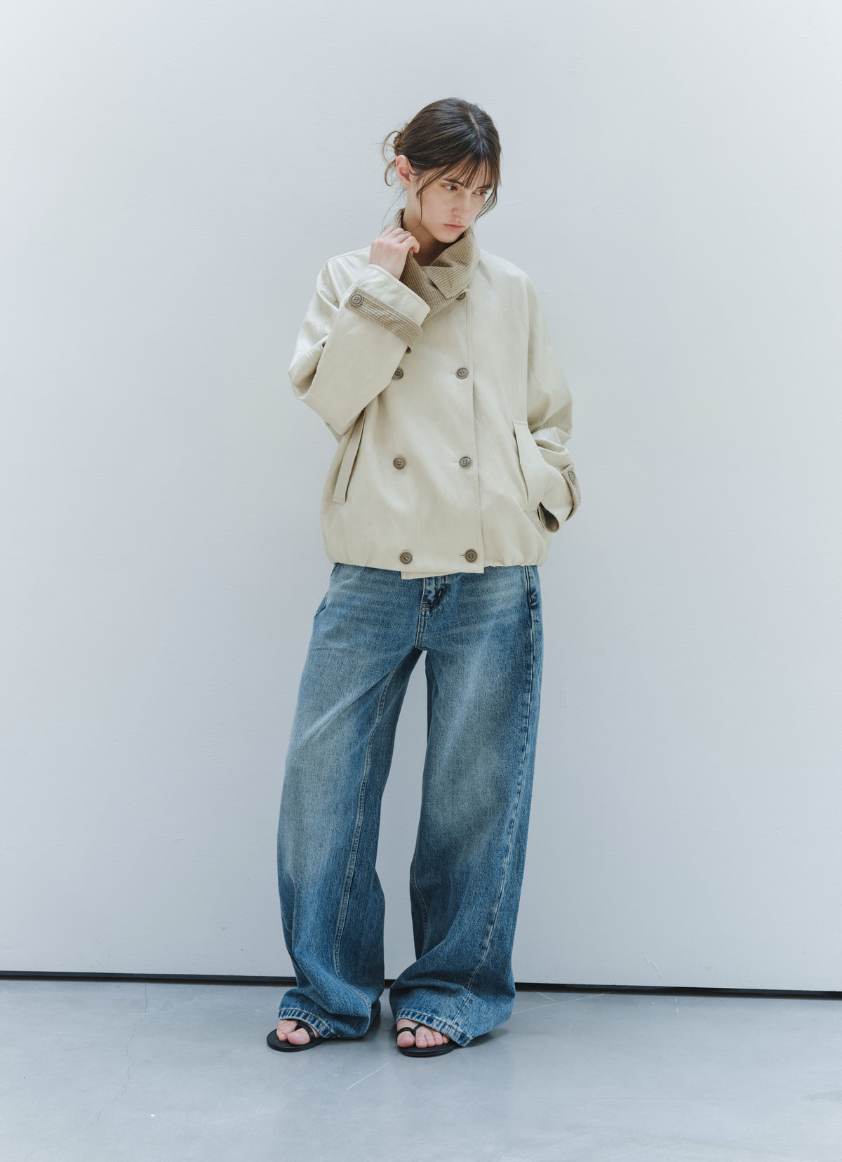 WRAP LAPEL LEATHER TRENCH