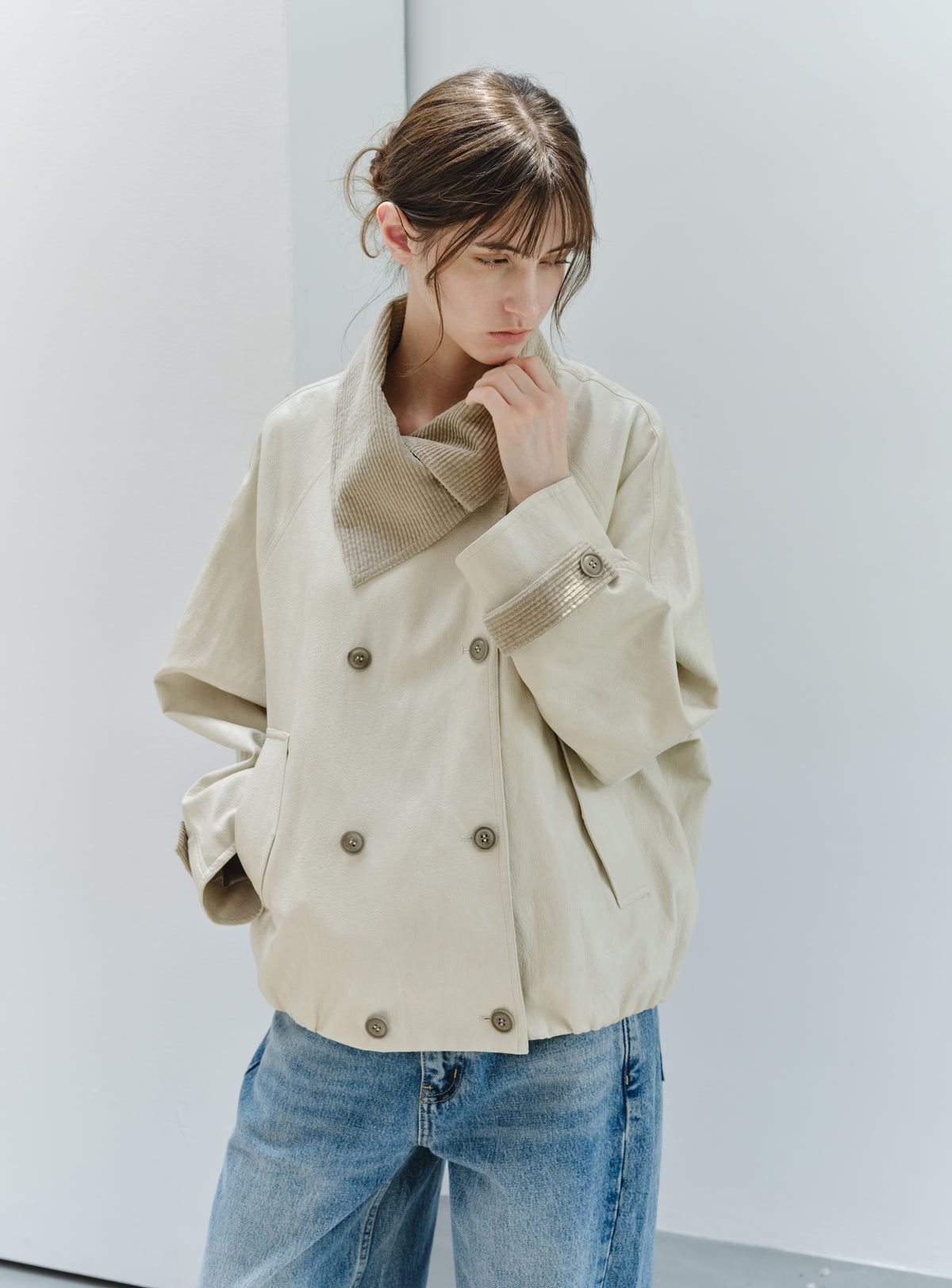 WRAP LAPEL LEATHER TRENCH