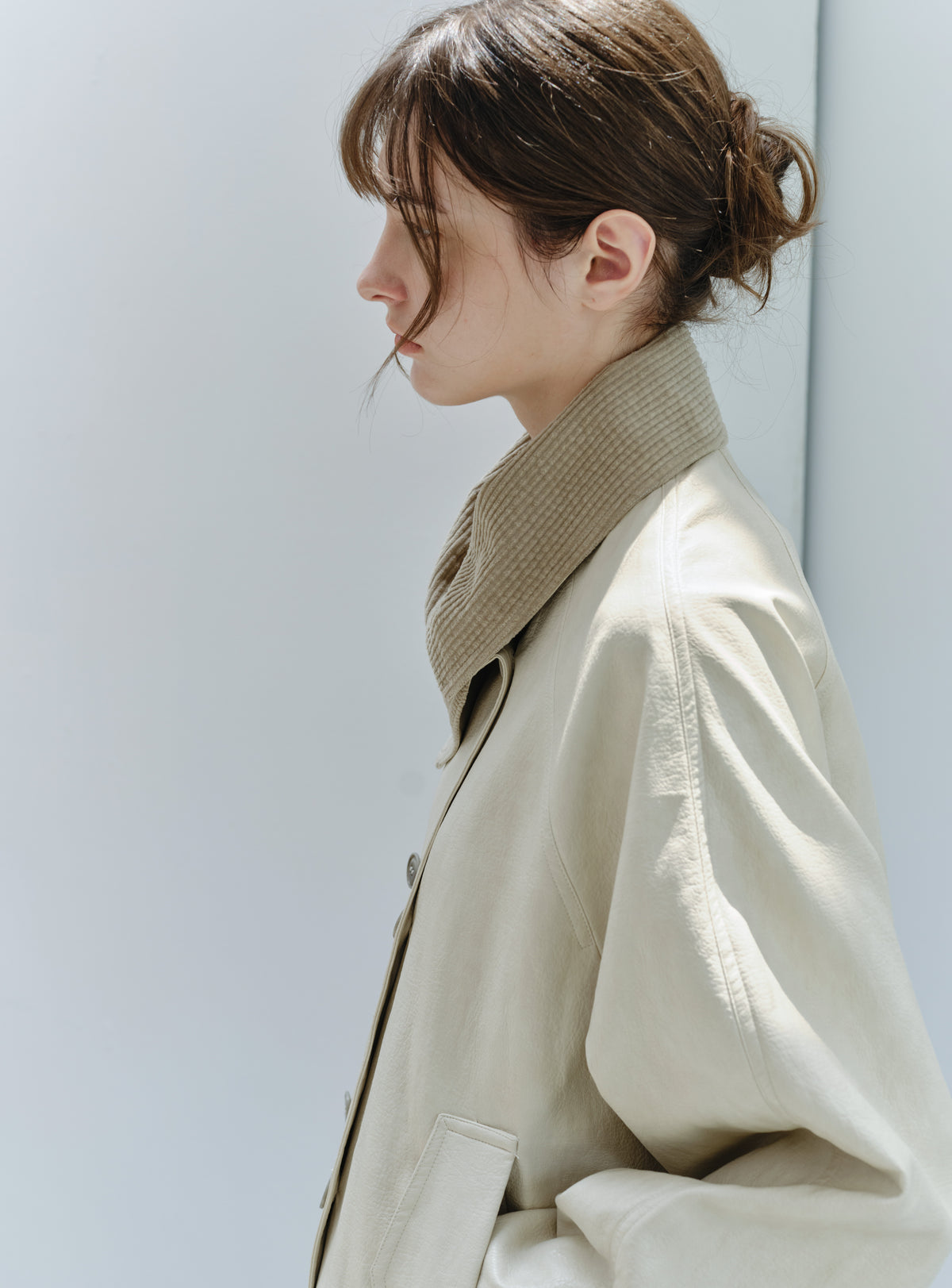 WRAP LAPEL LEATHER TRENCH