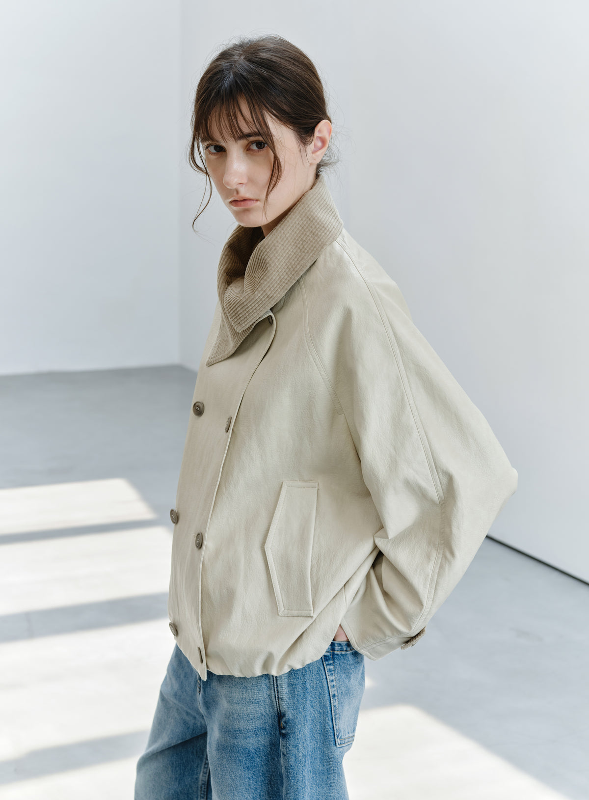 WRAP LAPEL LEATHER TRENCH