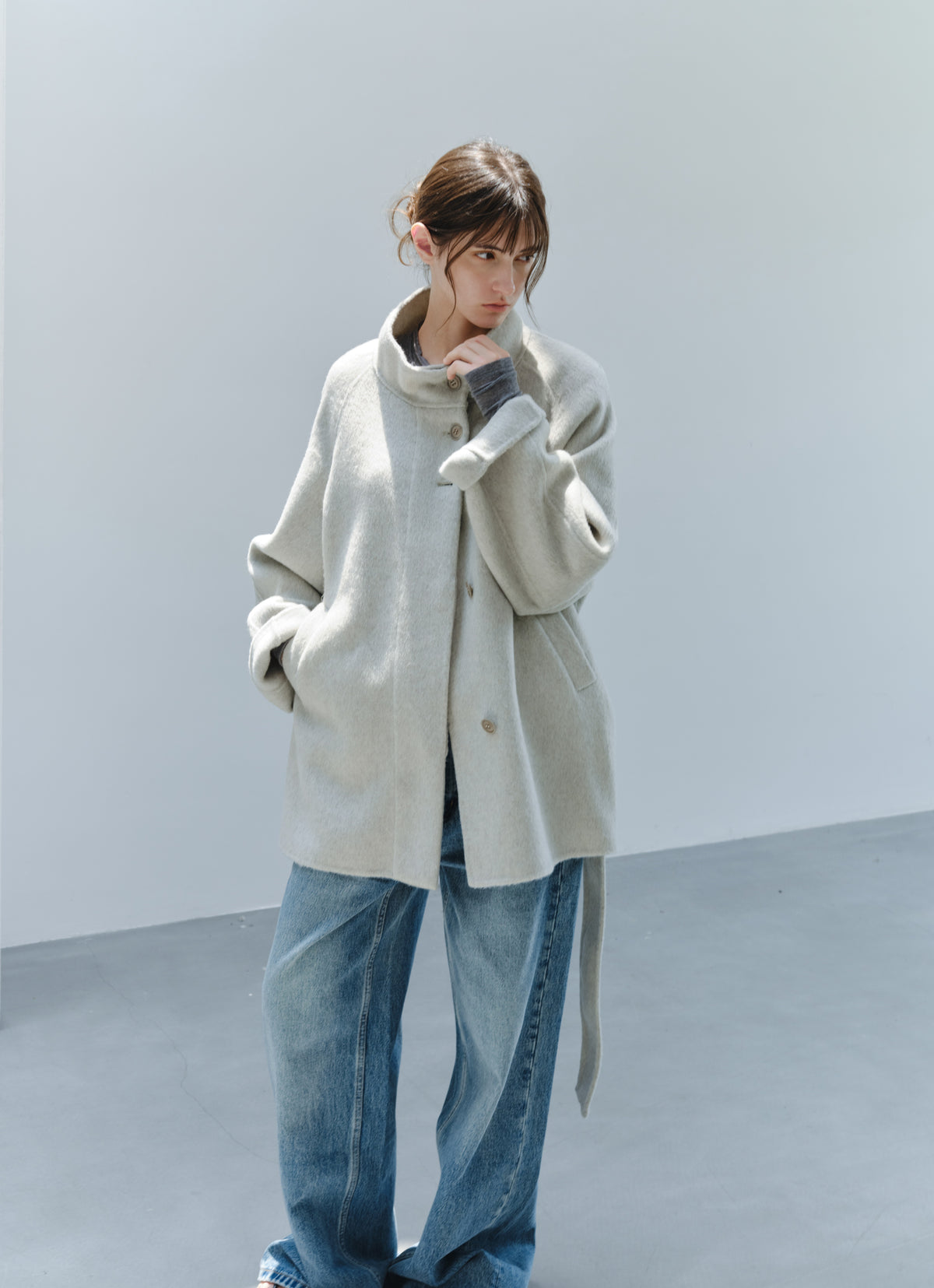 FEATHER WOOL100% MIDI COAT