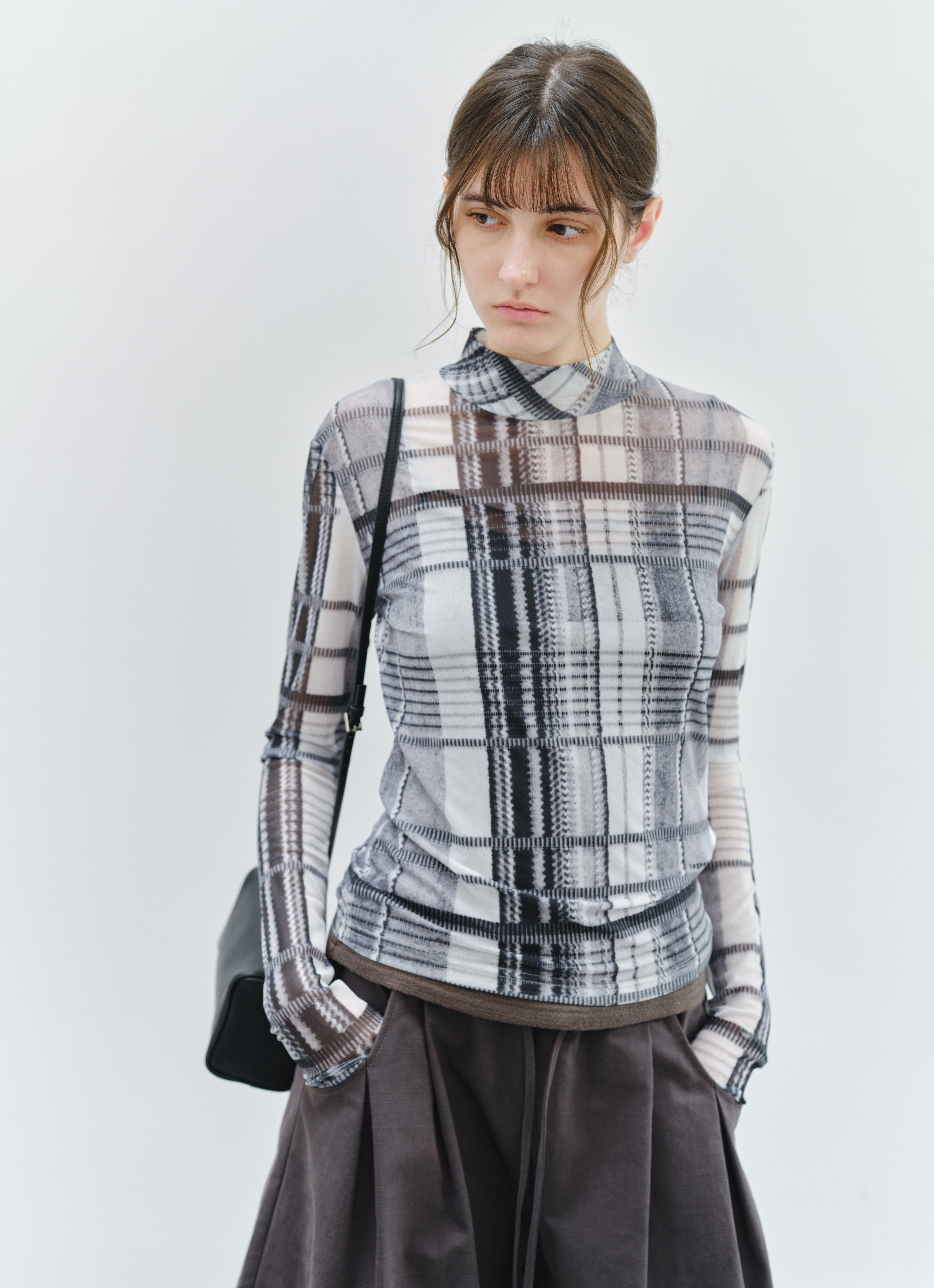 WAVE CHECK SHEER TOP