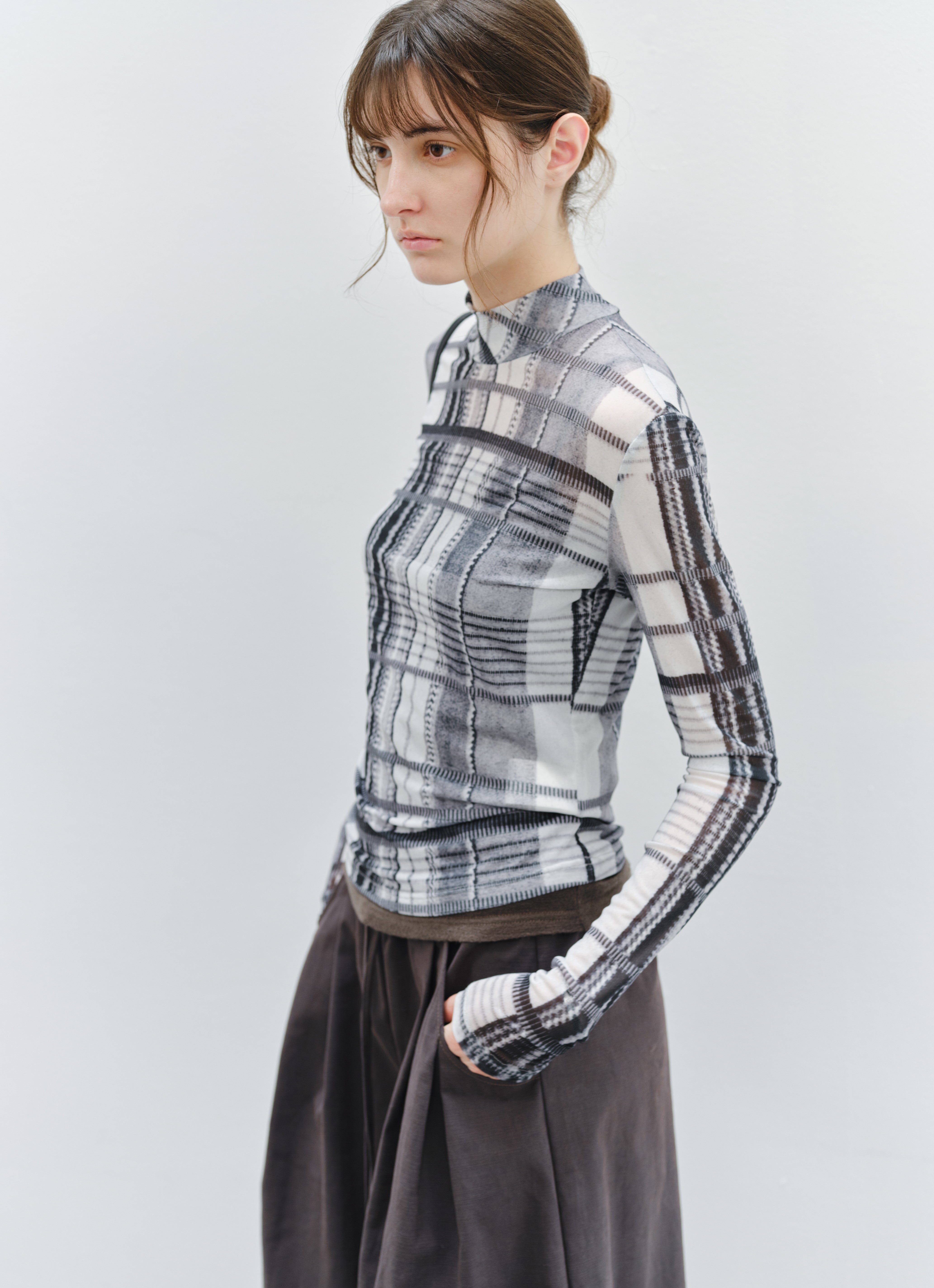 WAVE CHECK SHEER TOP