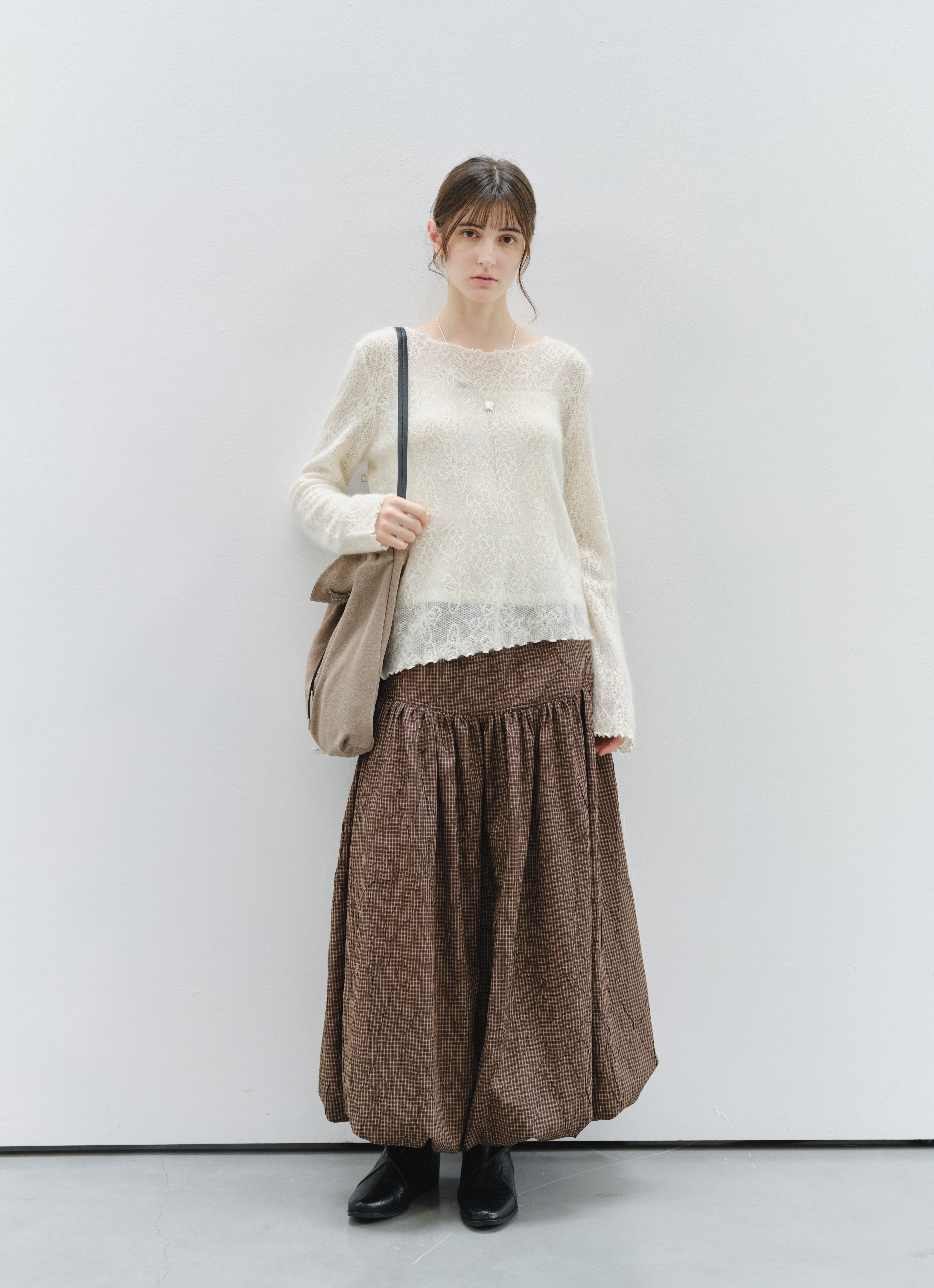 GRID CHECK BALLOON SKIRT