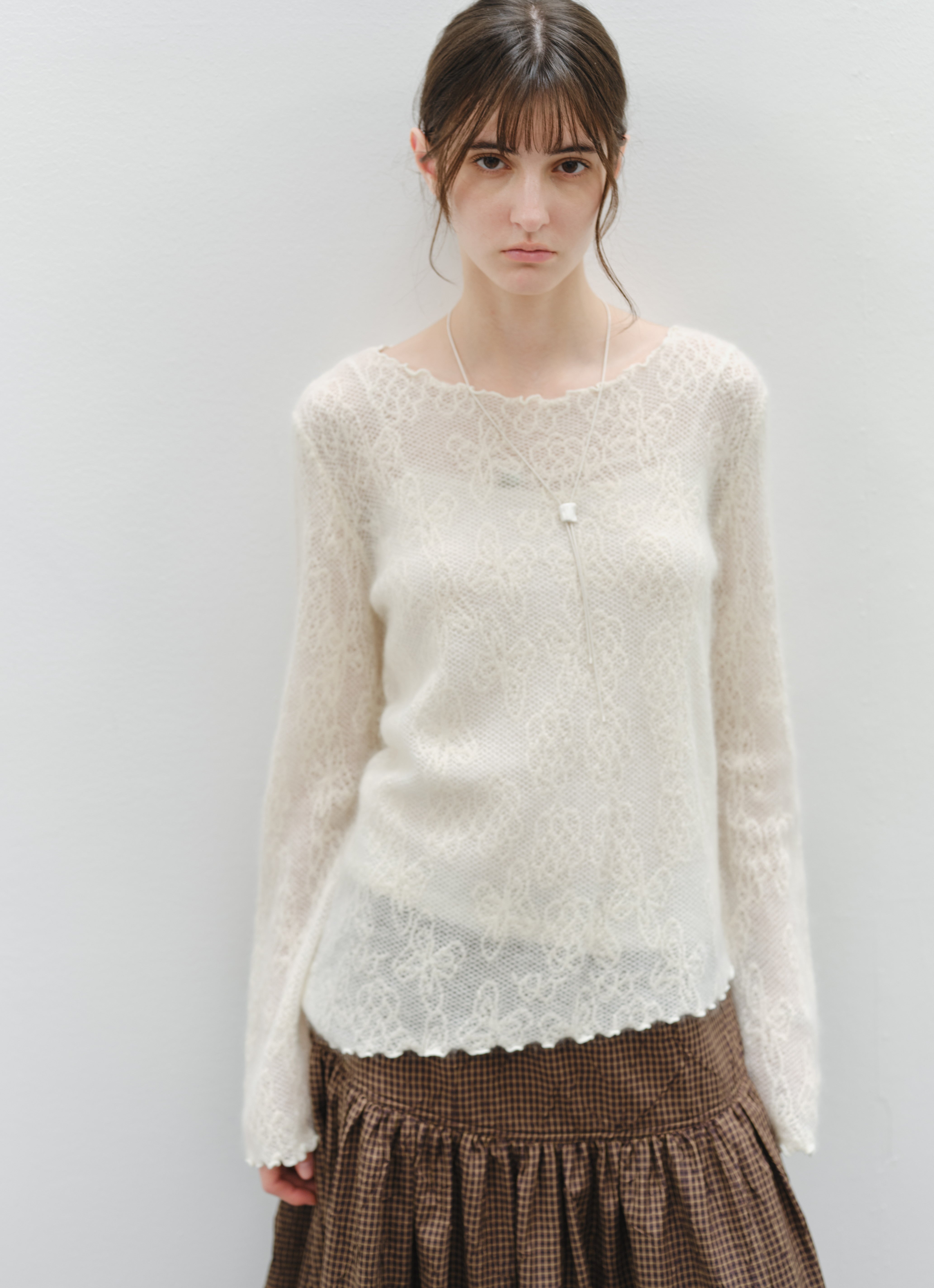 SHEER JACQUARD WOOL SWEATER