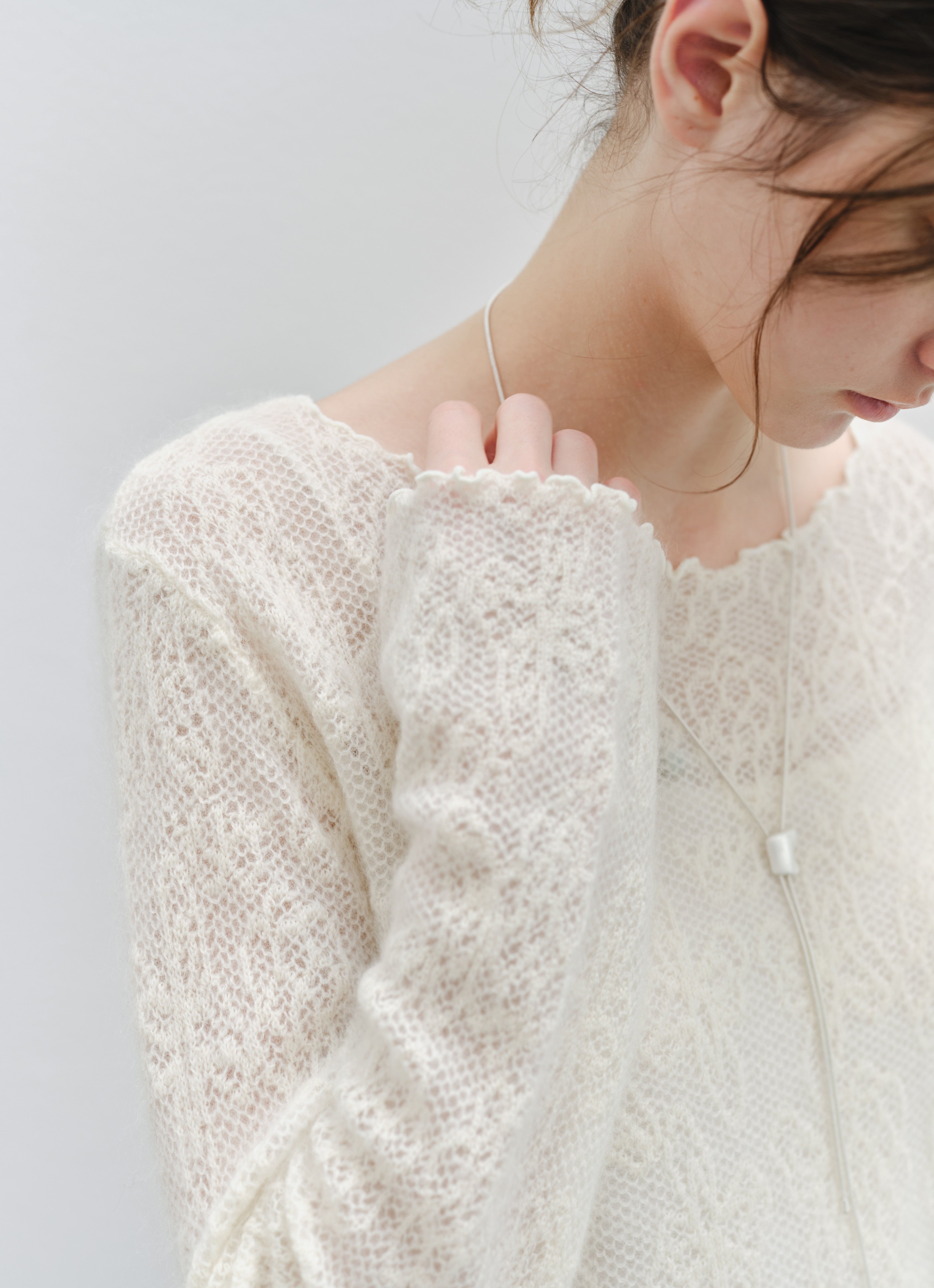 SHEER JACQUARD WOOL SWEATER
