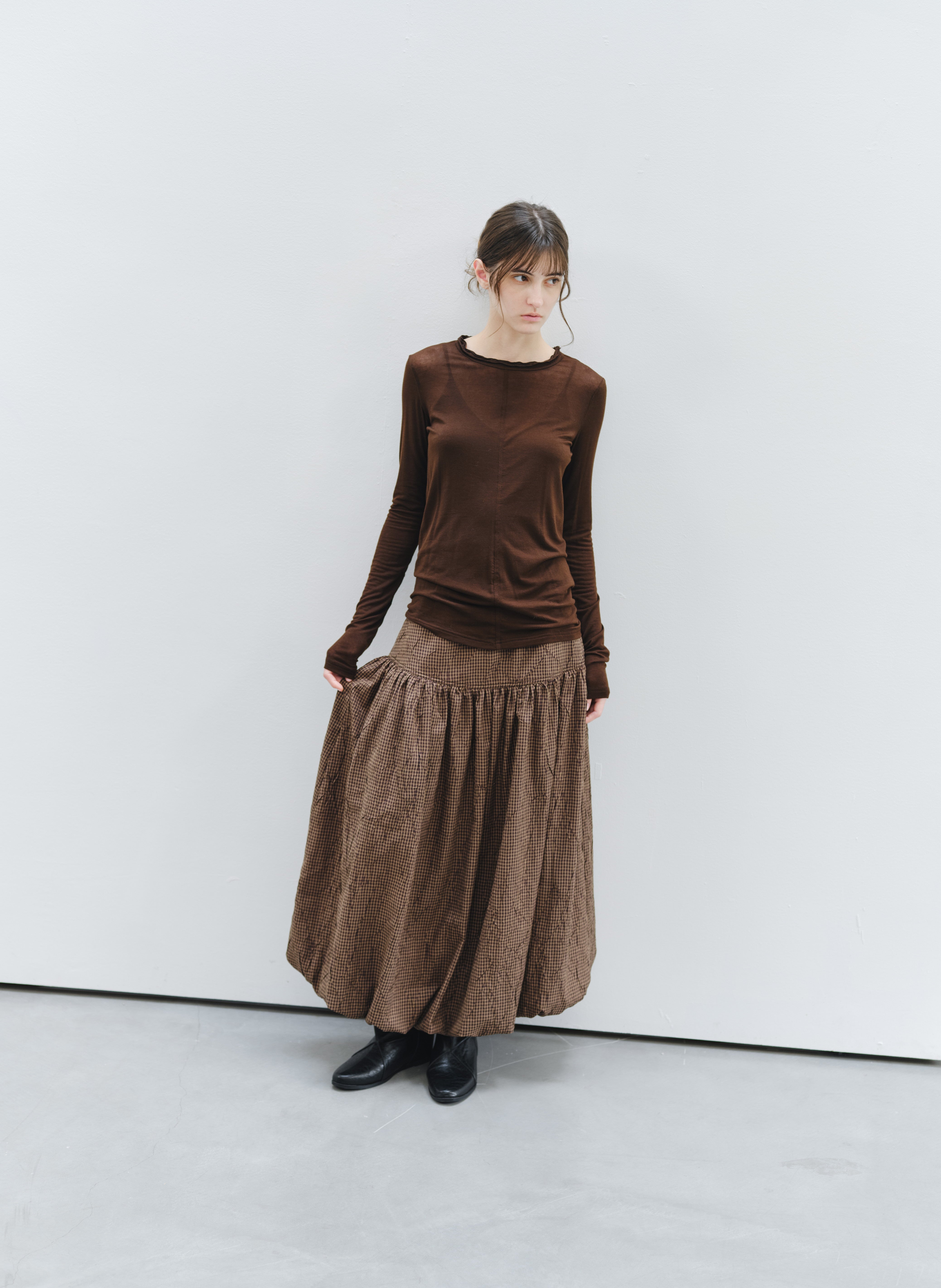 GRID CHECK BALLOON SKIRT
