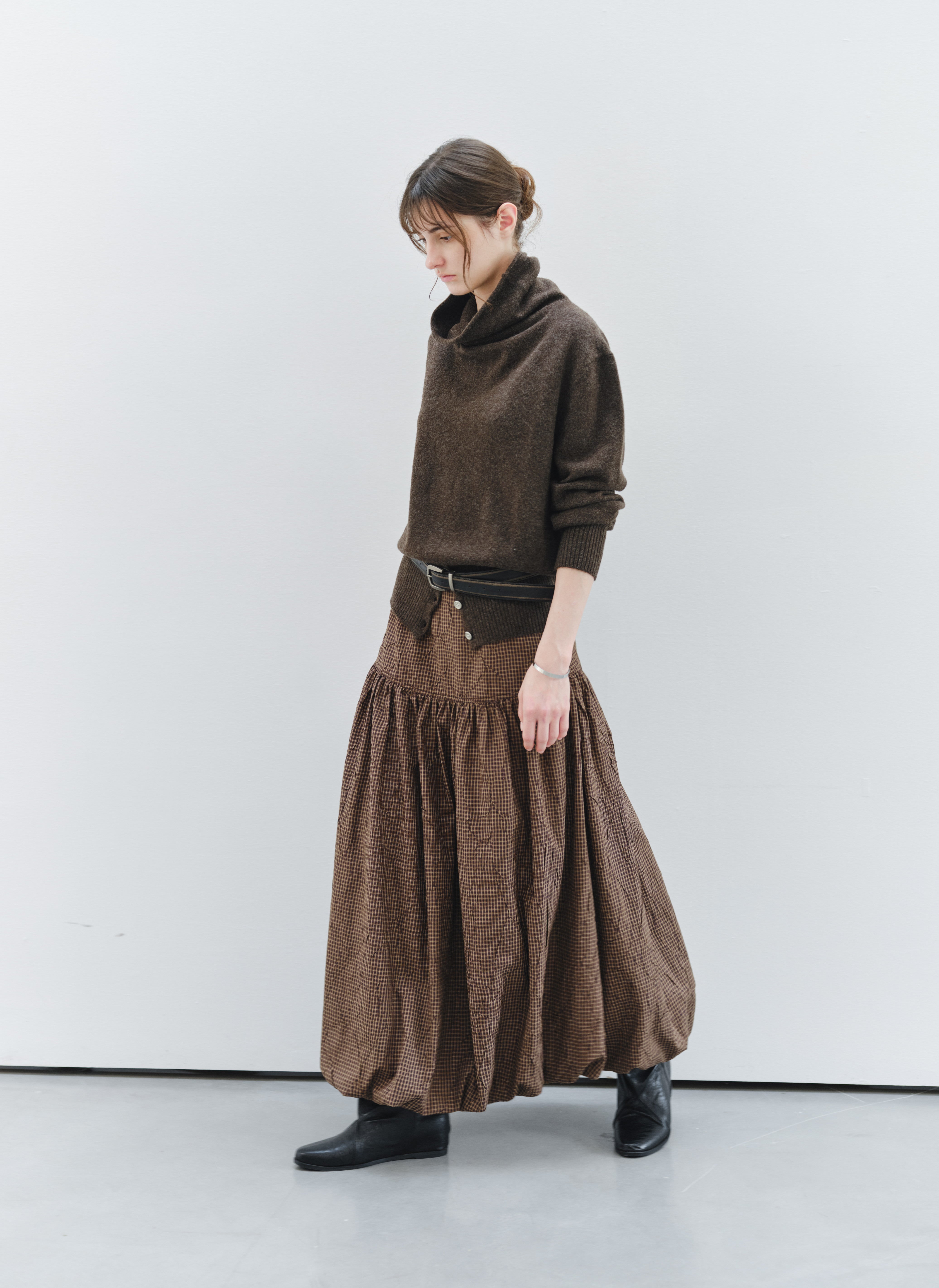GRID CHECK BALLOON SKIRT