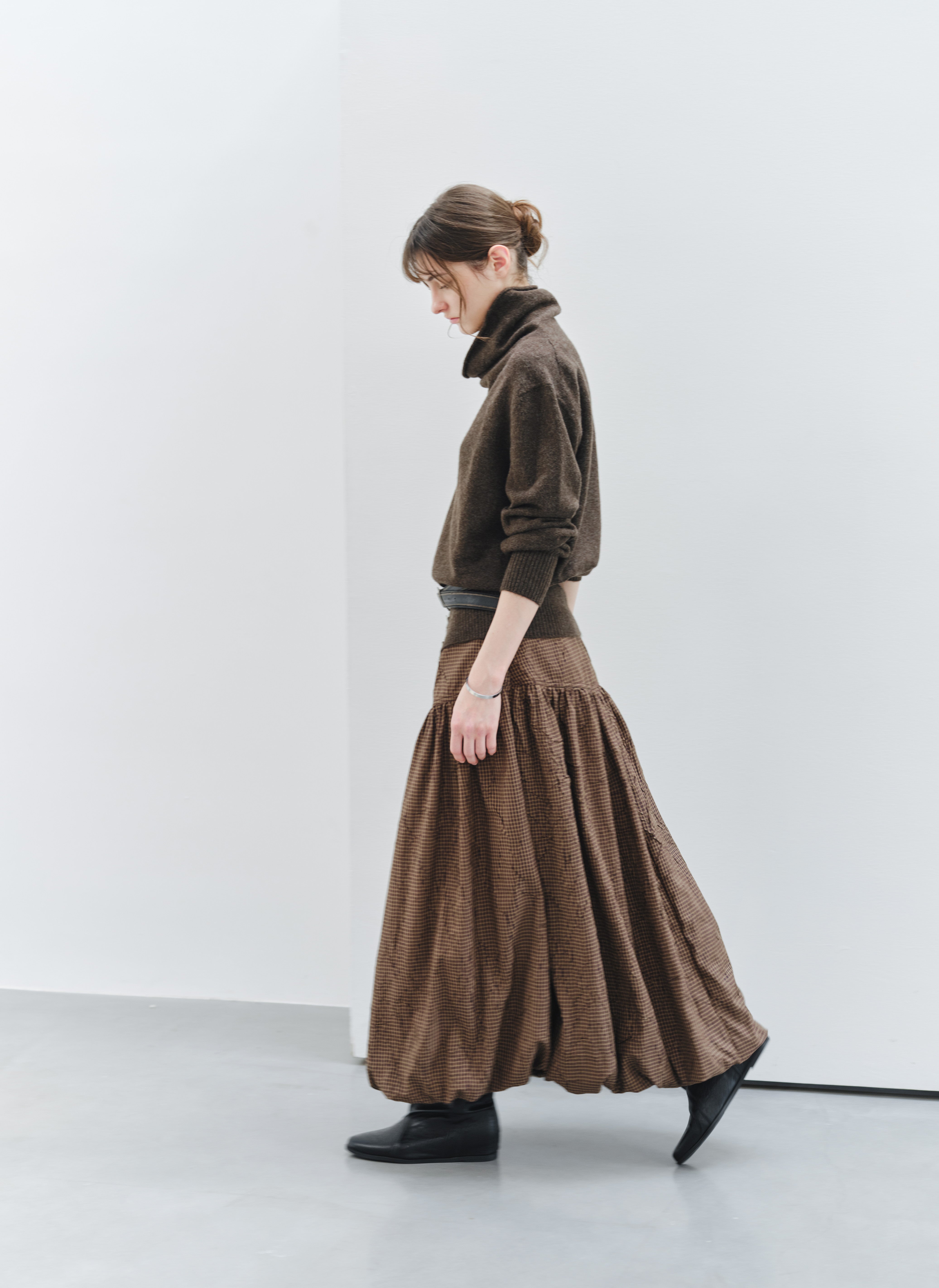 GRID CHECK BALLOON SKIRT