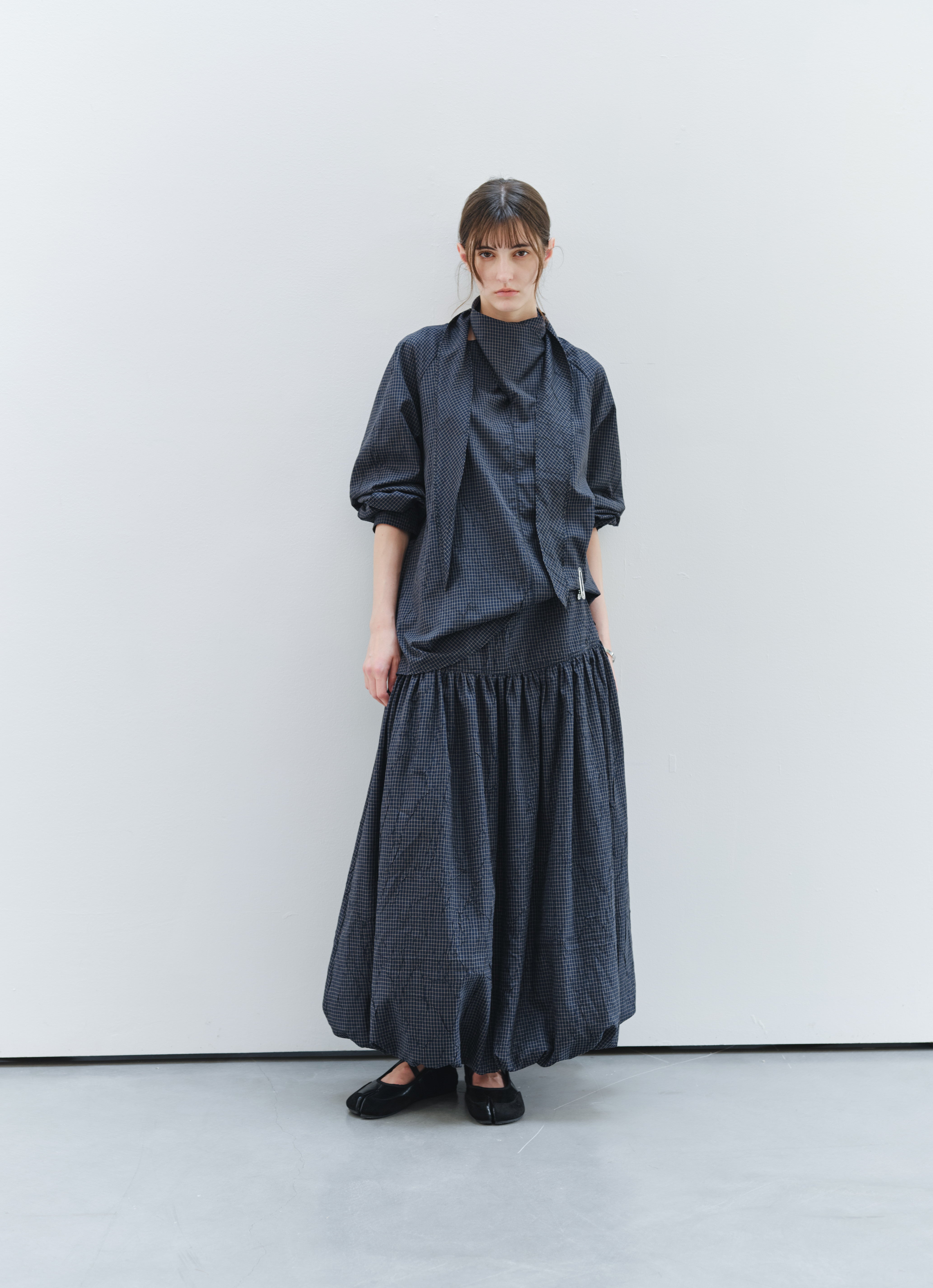 GRID CHECK BALLOON SKIRT