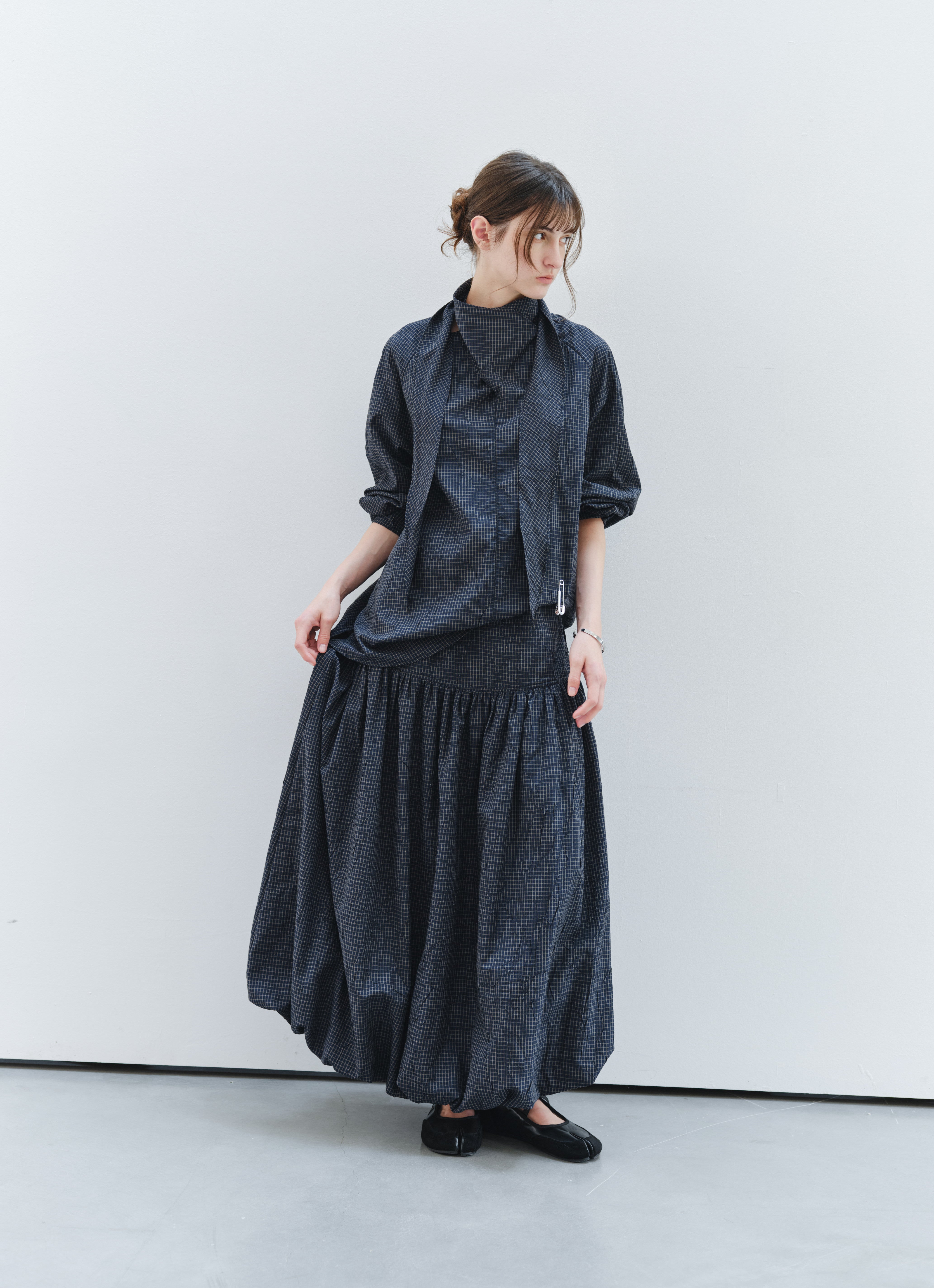 GRID CHECK BALLOON SKIRT