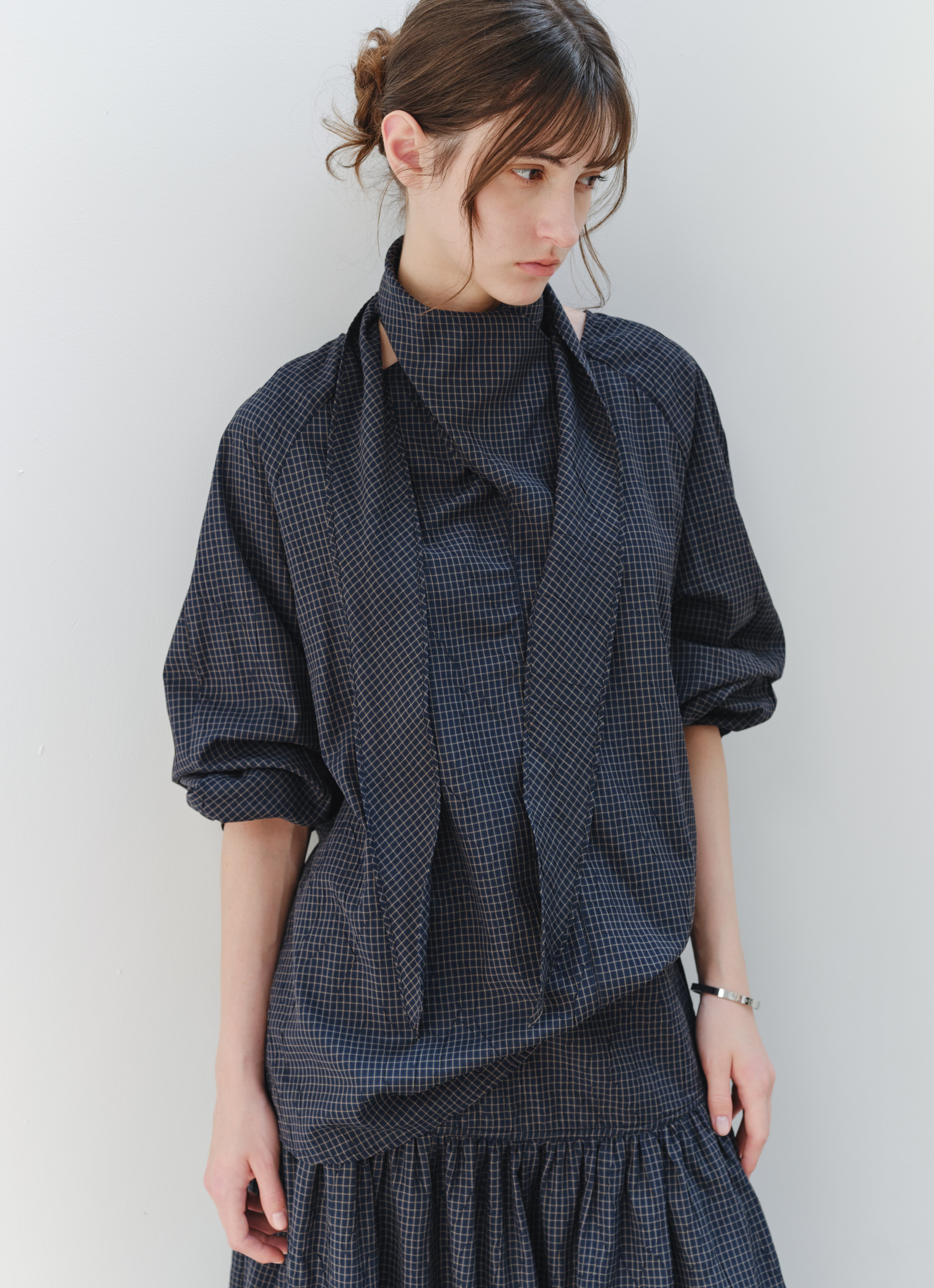 GRID CHECK SCARF SHIRT