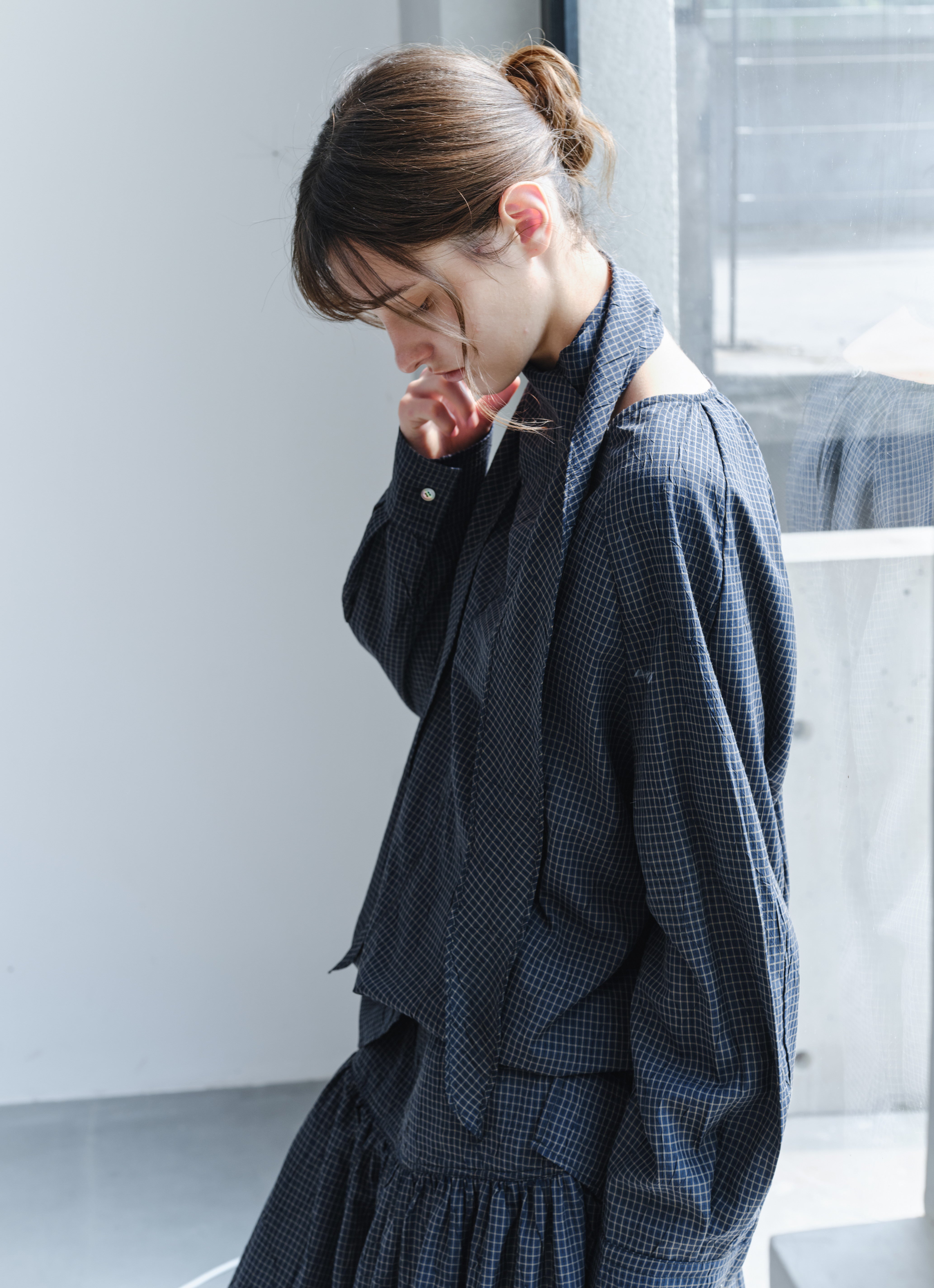 GRID CHECK SCARF SHIRT