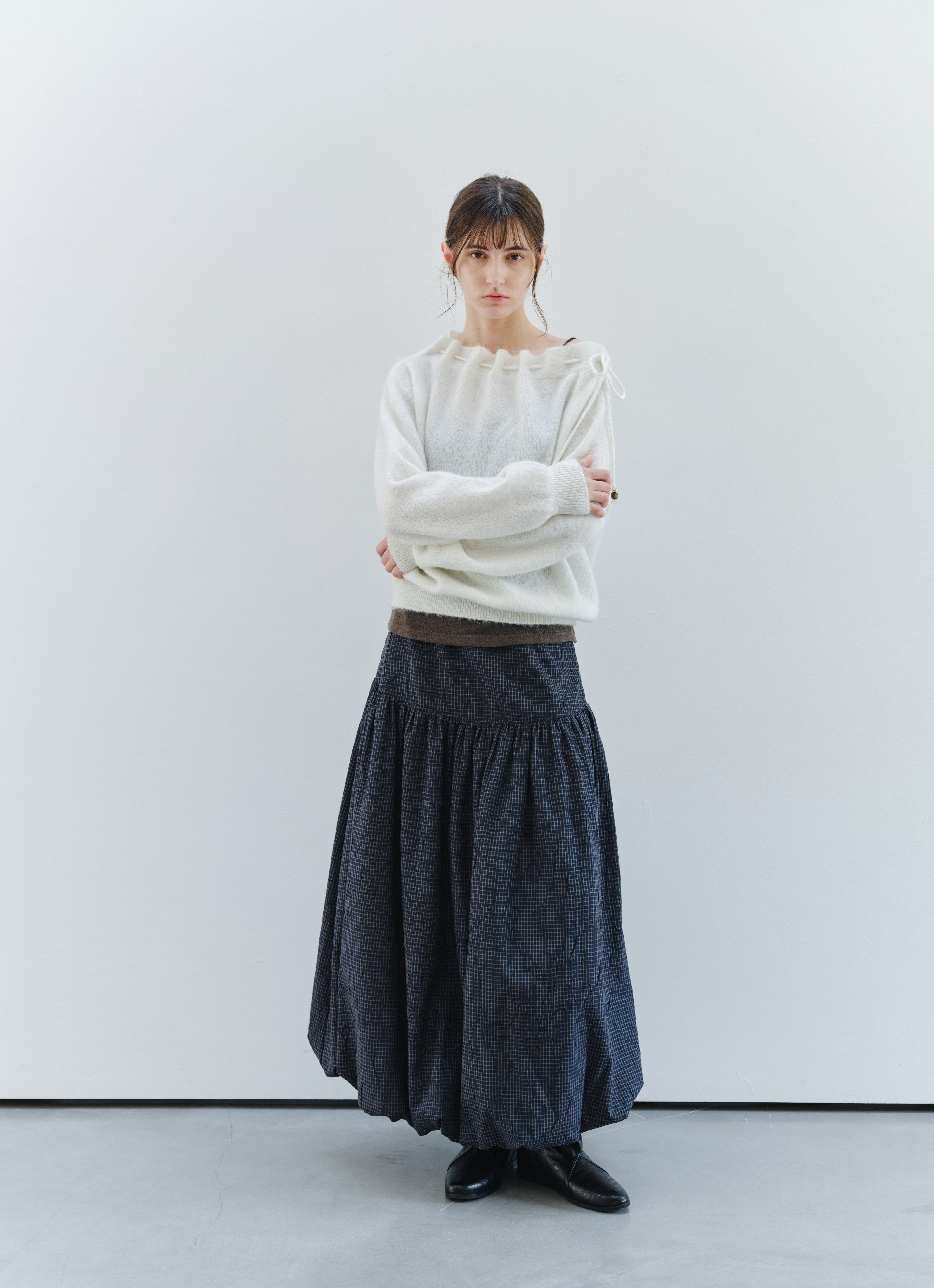 GRID CHECK BALLOON SKIRT
