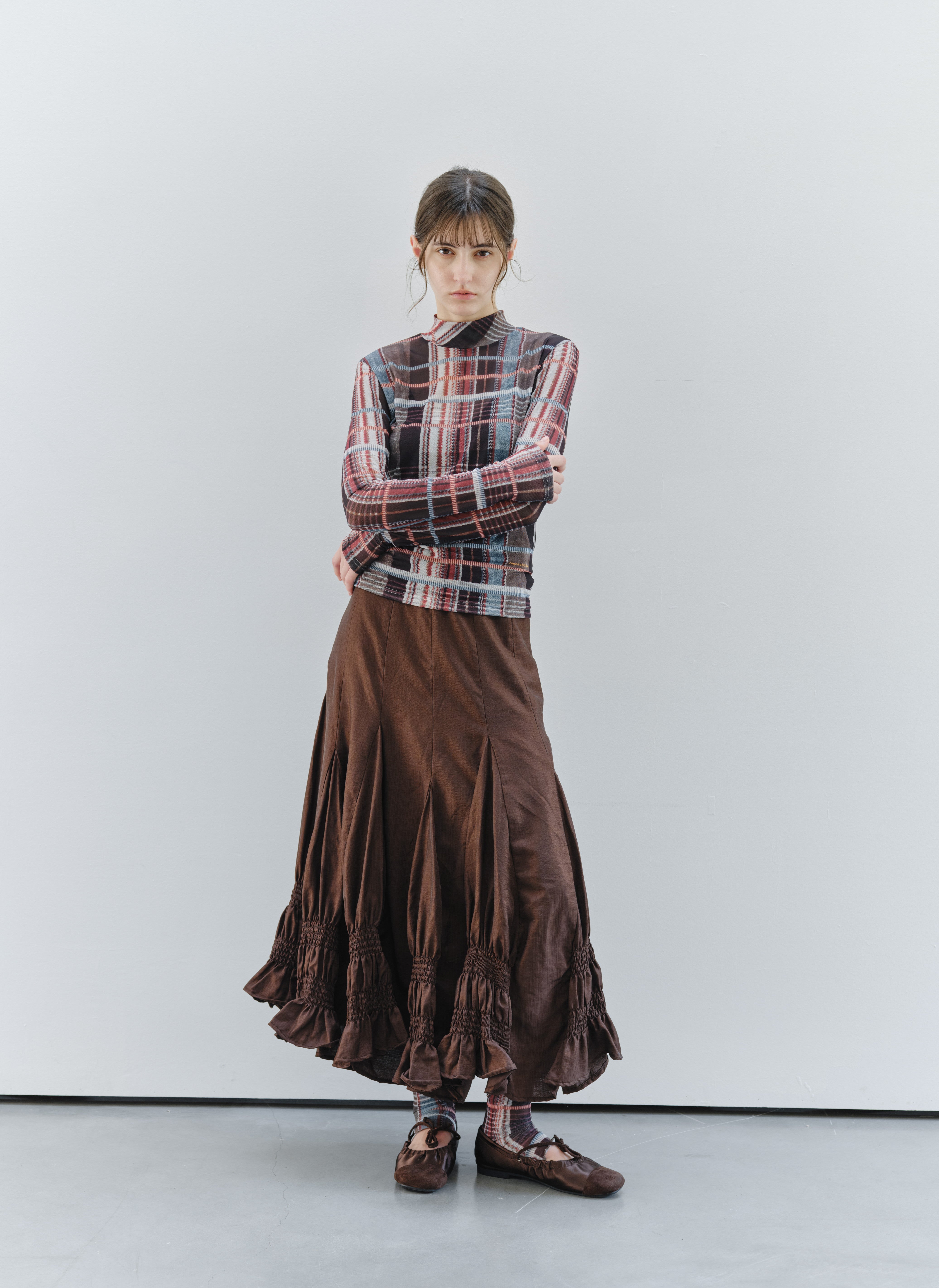 WAVE CHECK SHEER TOP