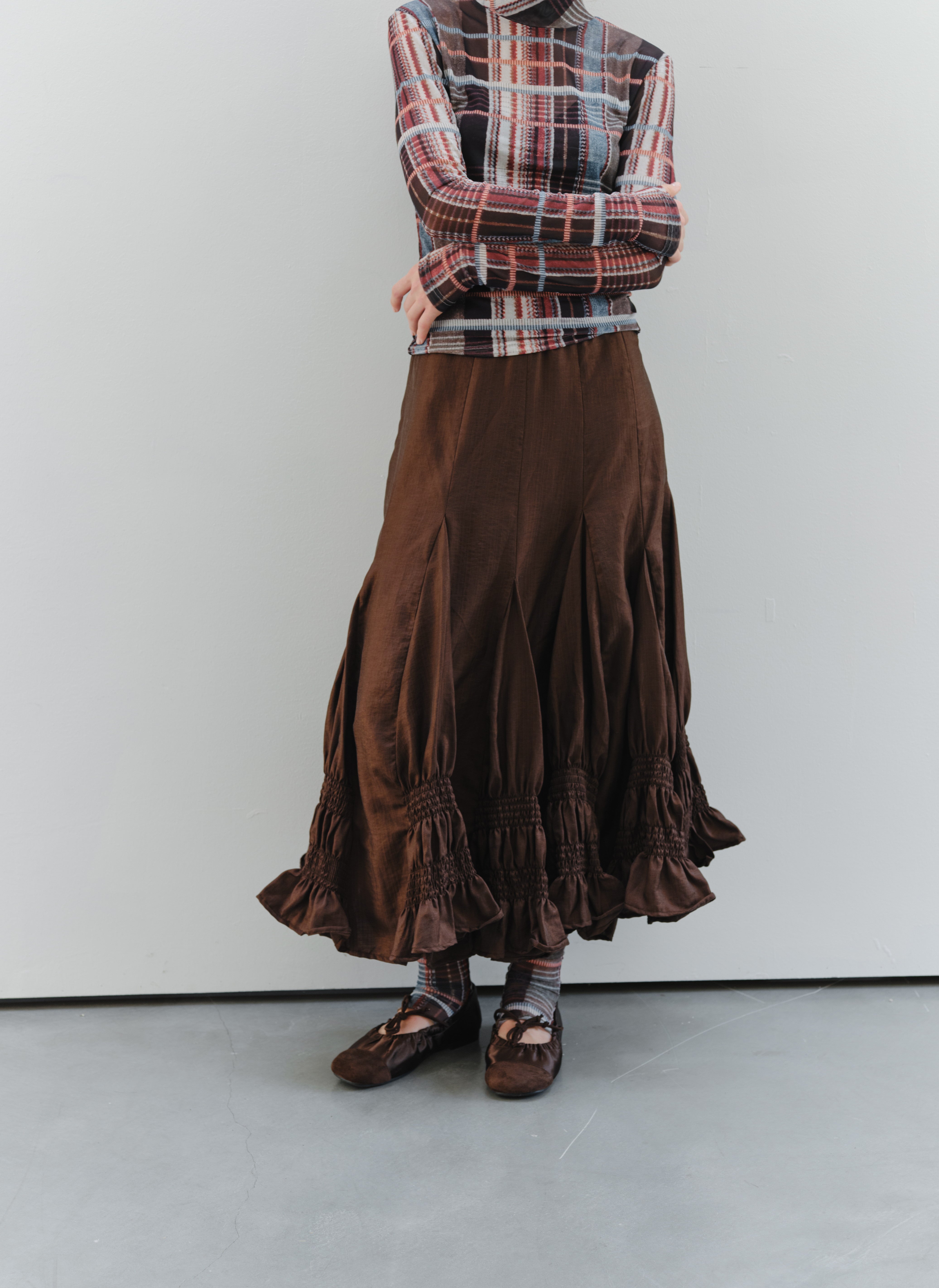 GATHER RUFFLE DESIGN SKIRT