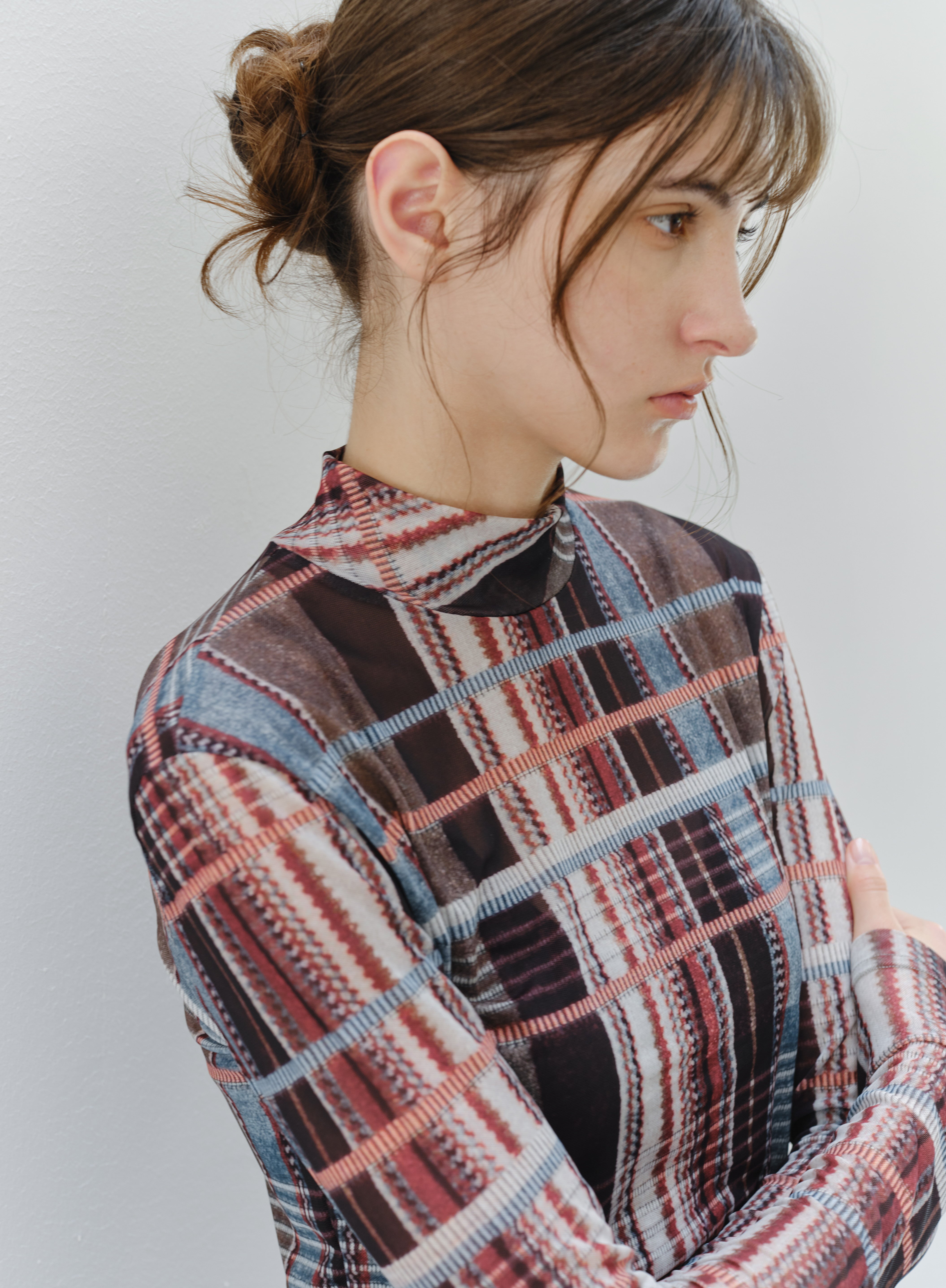 WAVE CHECK SHEER TOP
