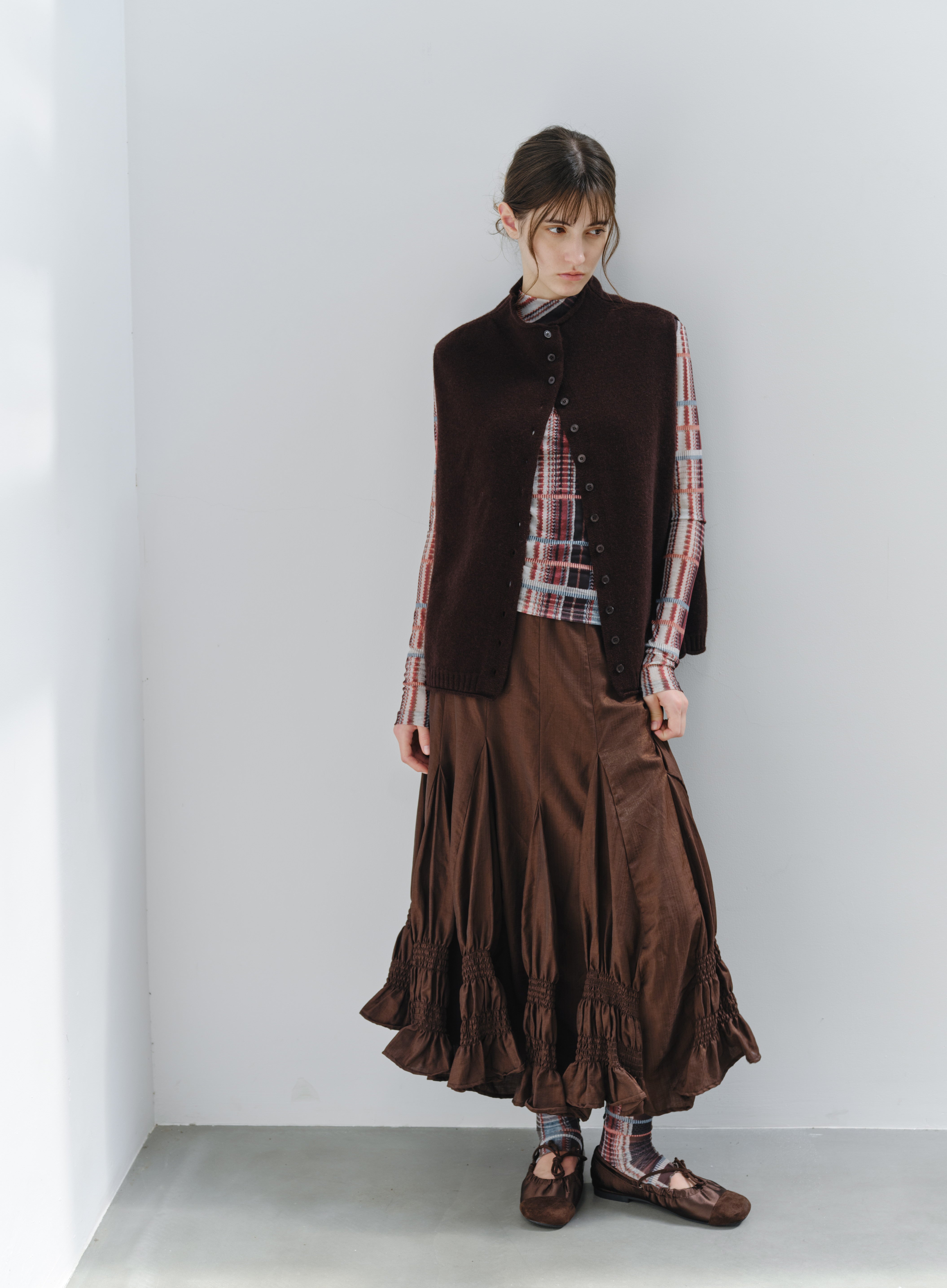 WAVE CHECK SHEER TOP