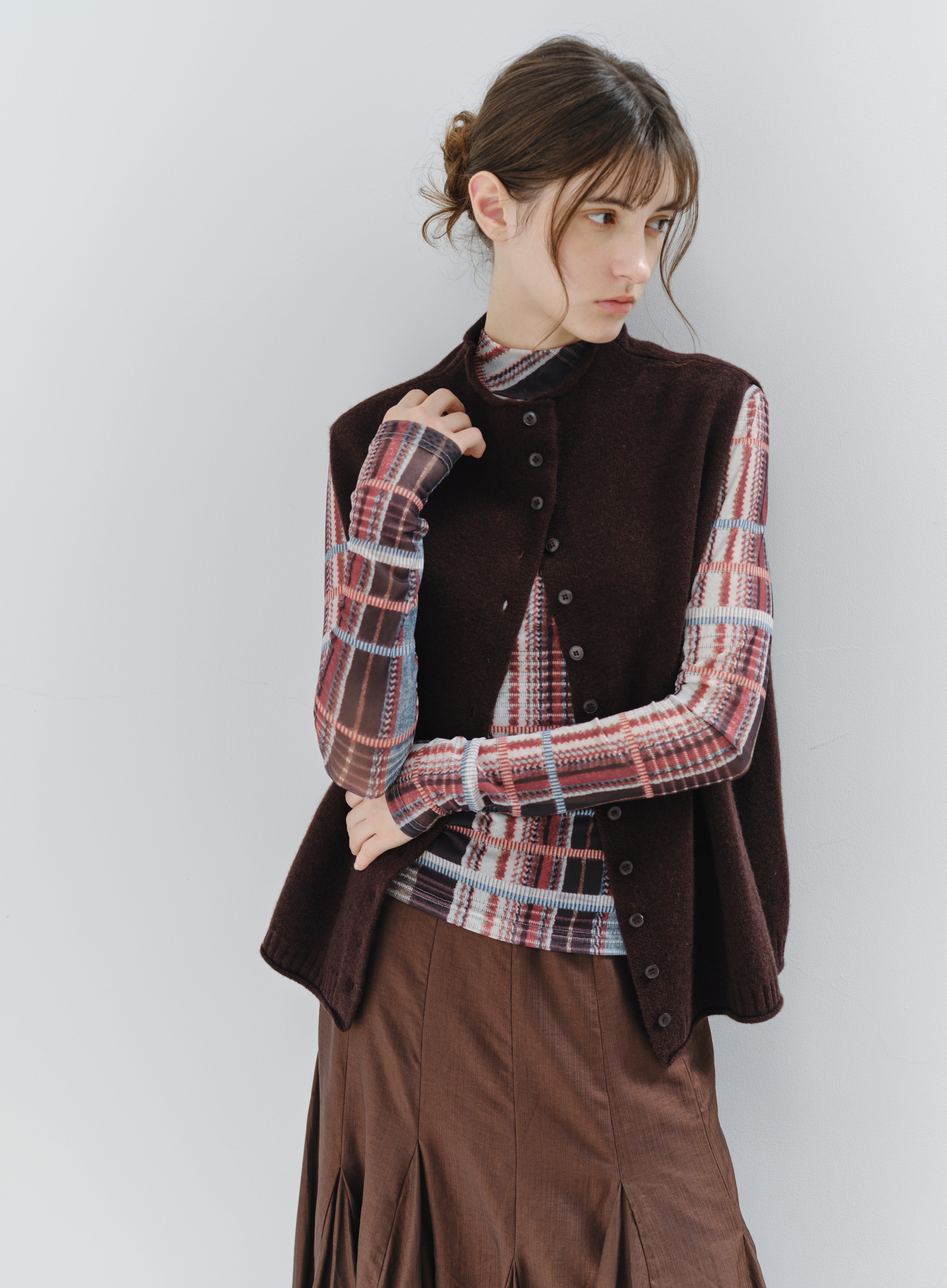 WAVE CHECK SHEER TOP