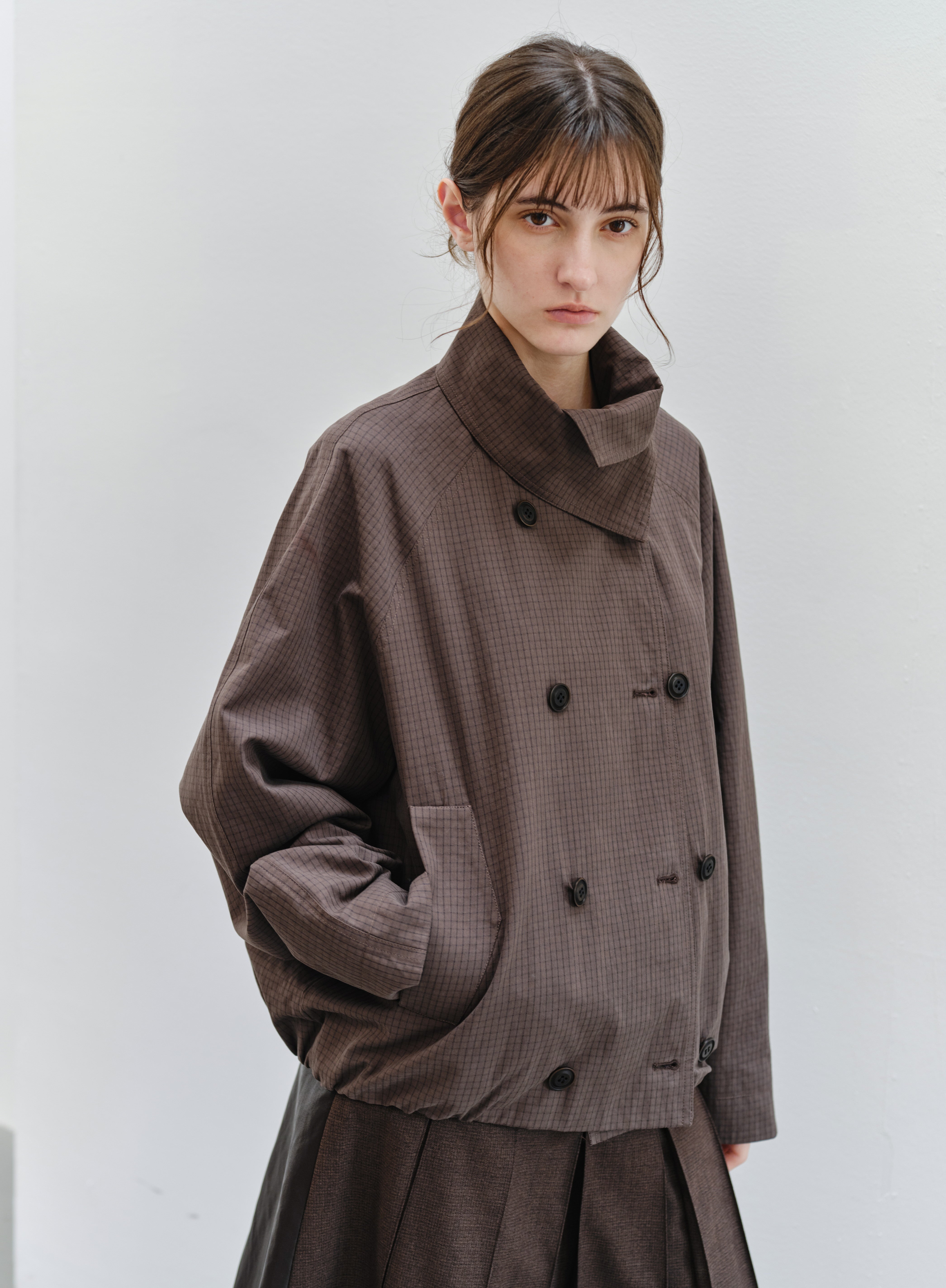 WRAP LAPEL SHORT TRENCH
