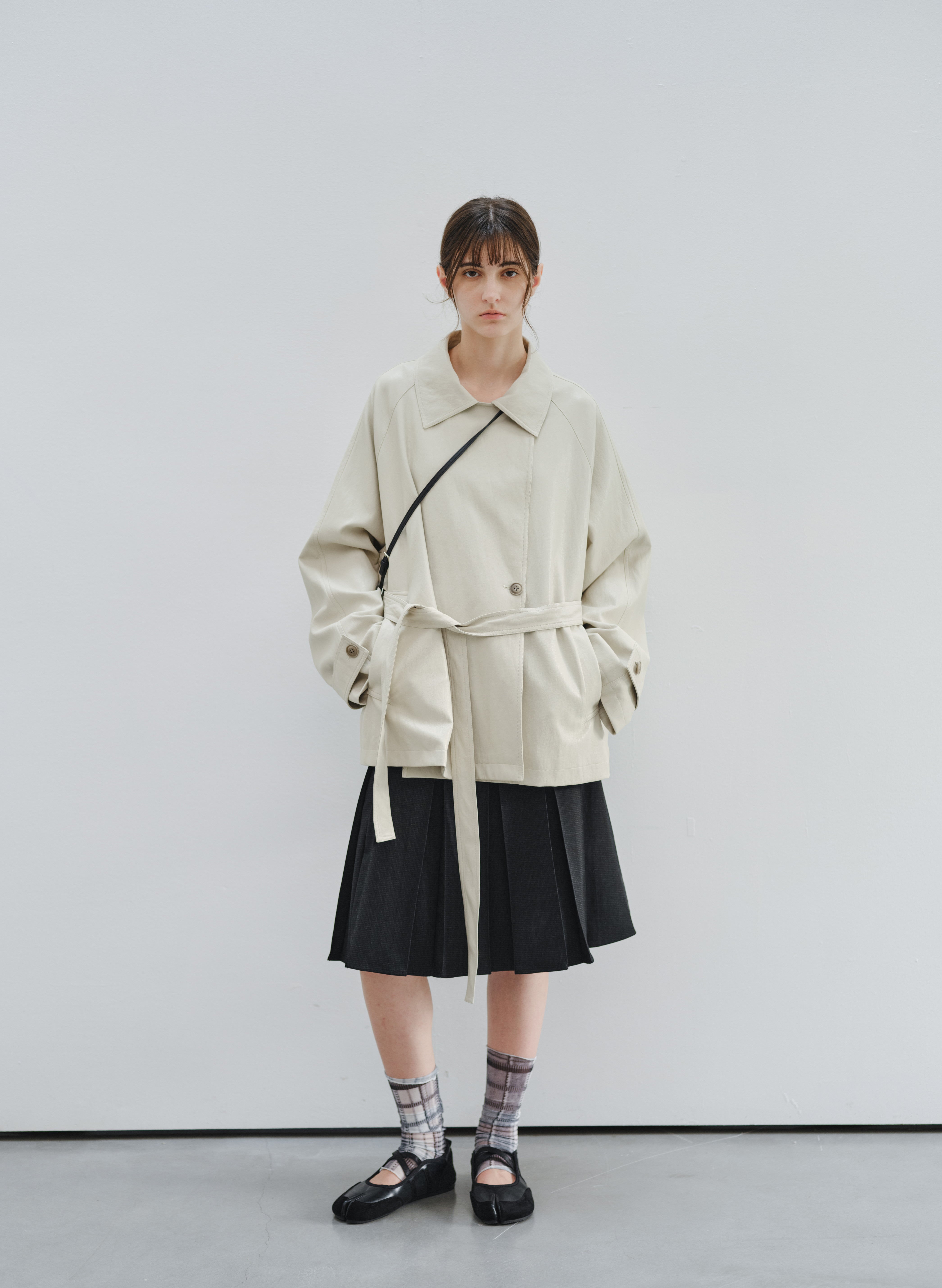 LEATHER TEXTURE MIDI TRENCH