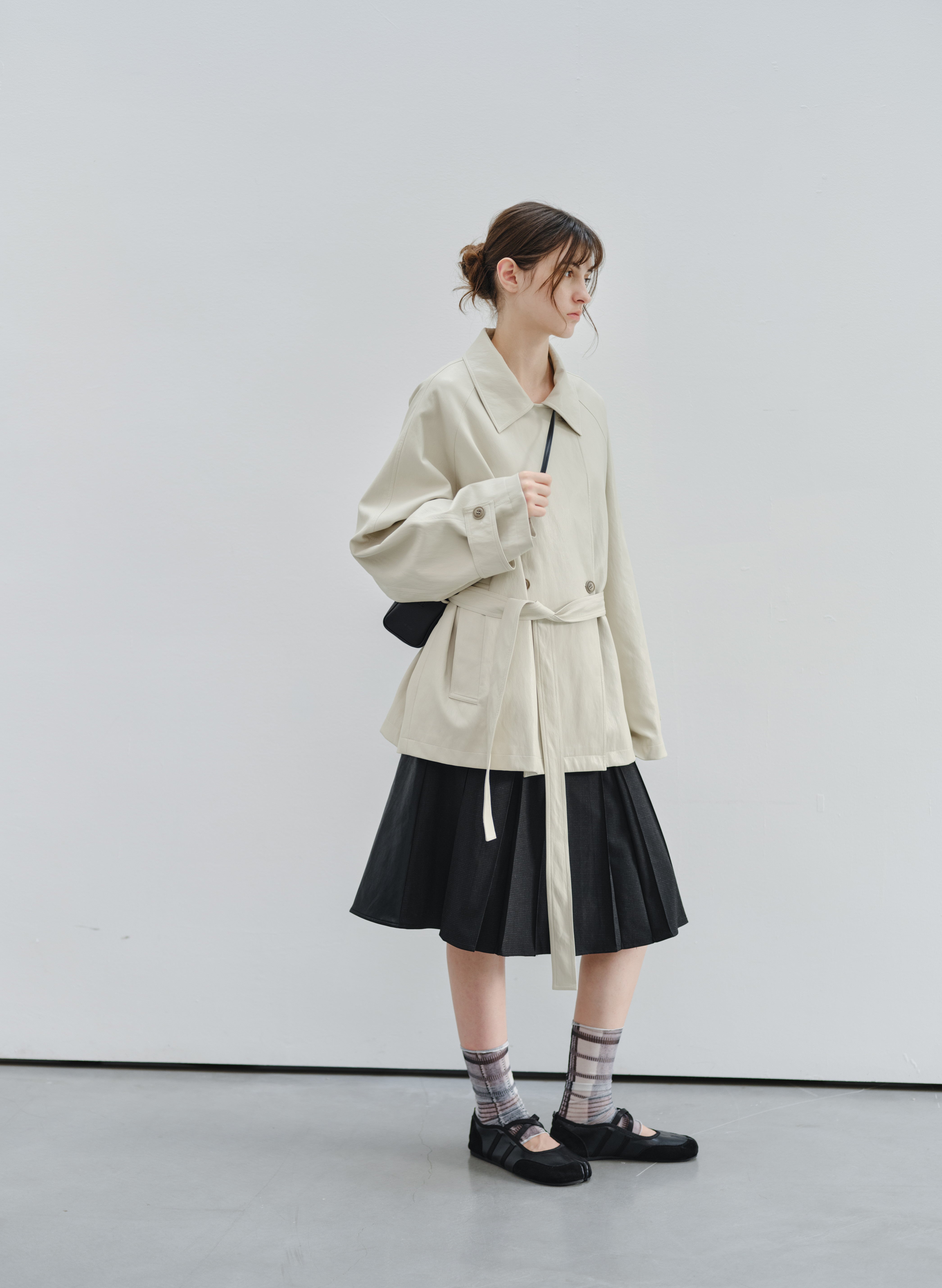 LEATHER TEXTURE MIDI TRENCH