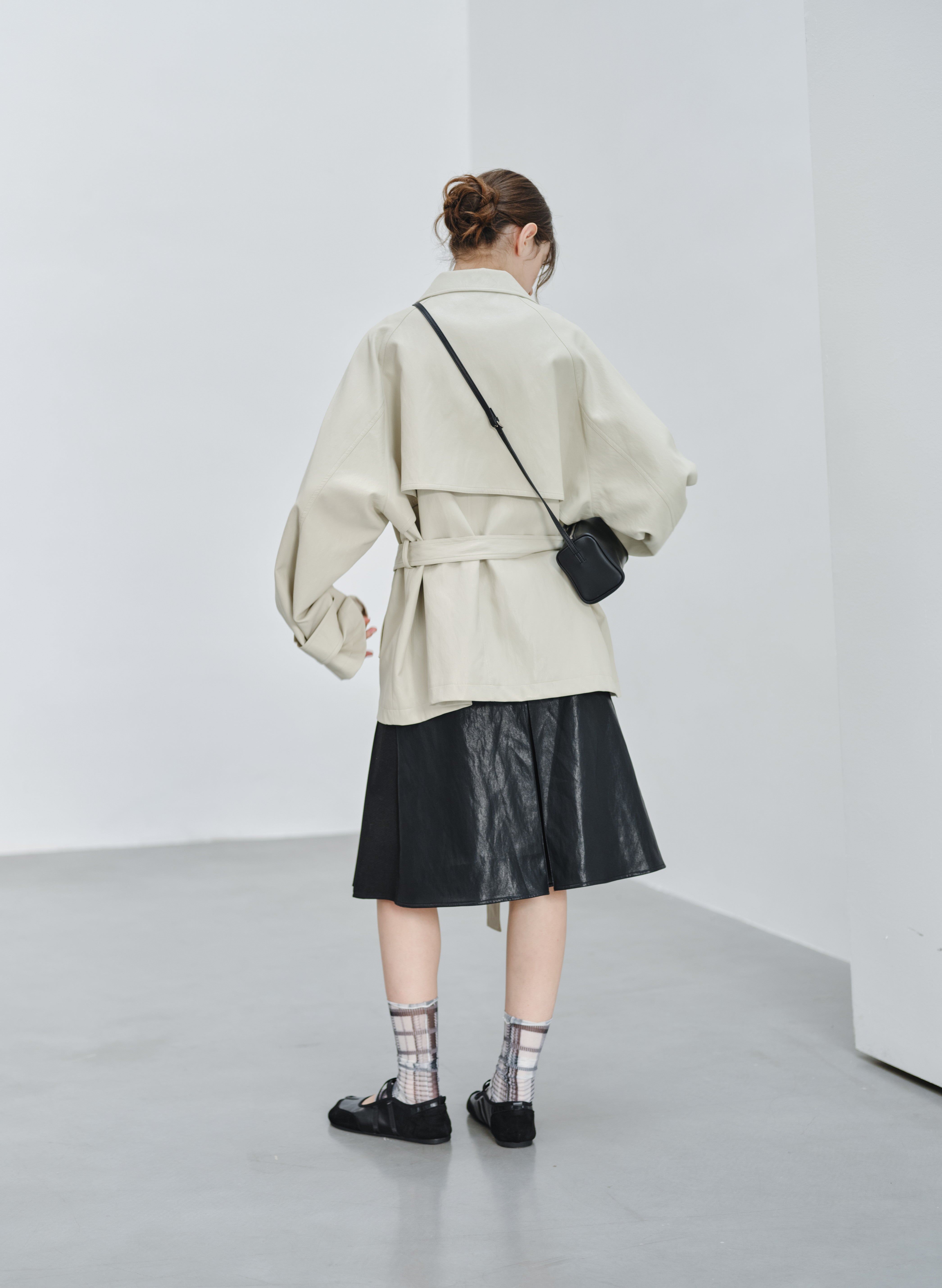 LEATHER TEXTURE MIDI TRENCH