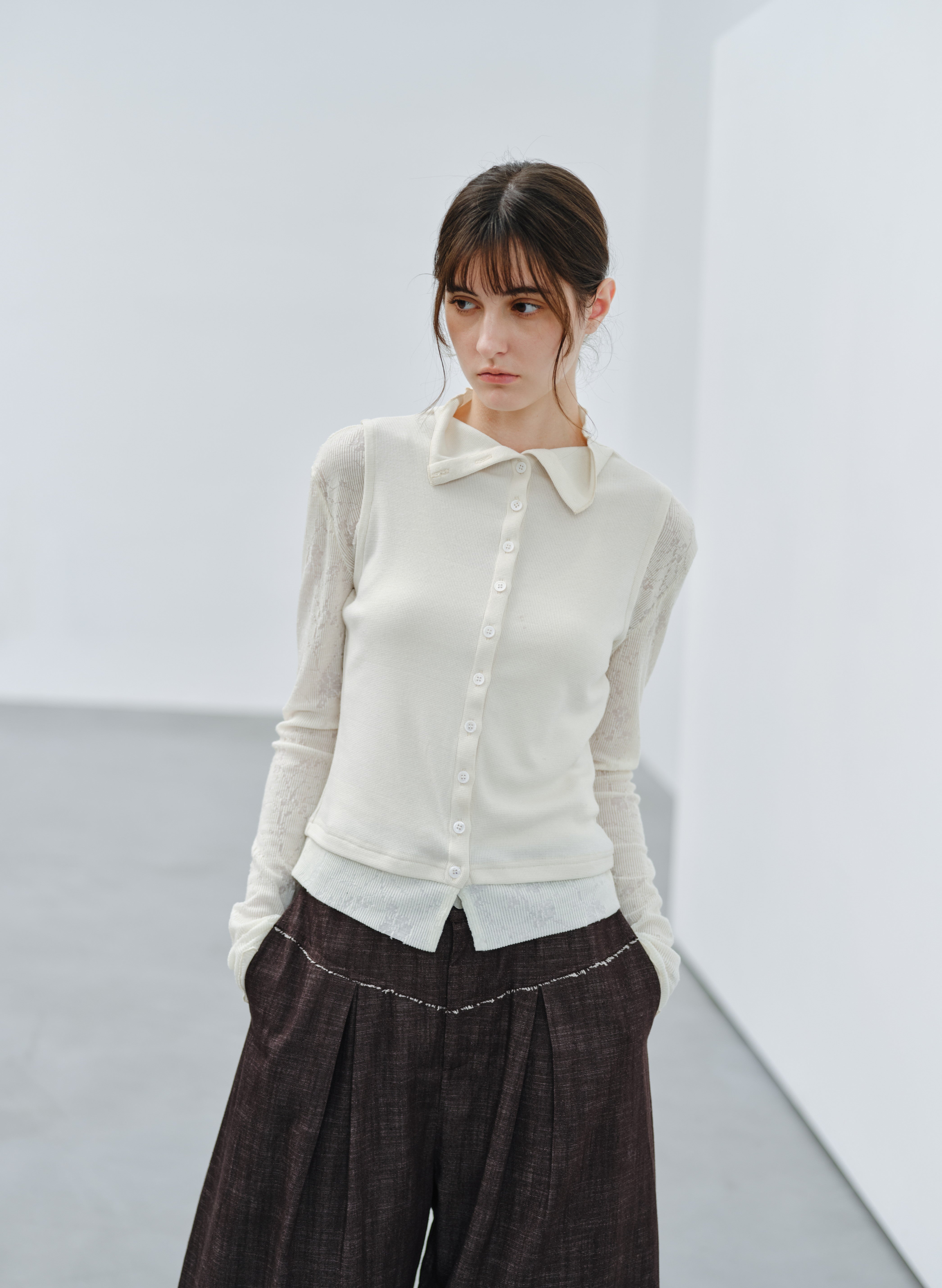 JACQUARD SLEEVE FIT TOP