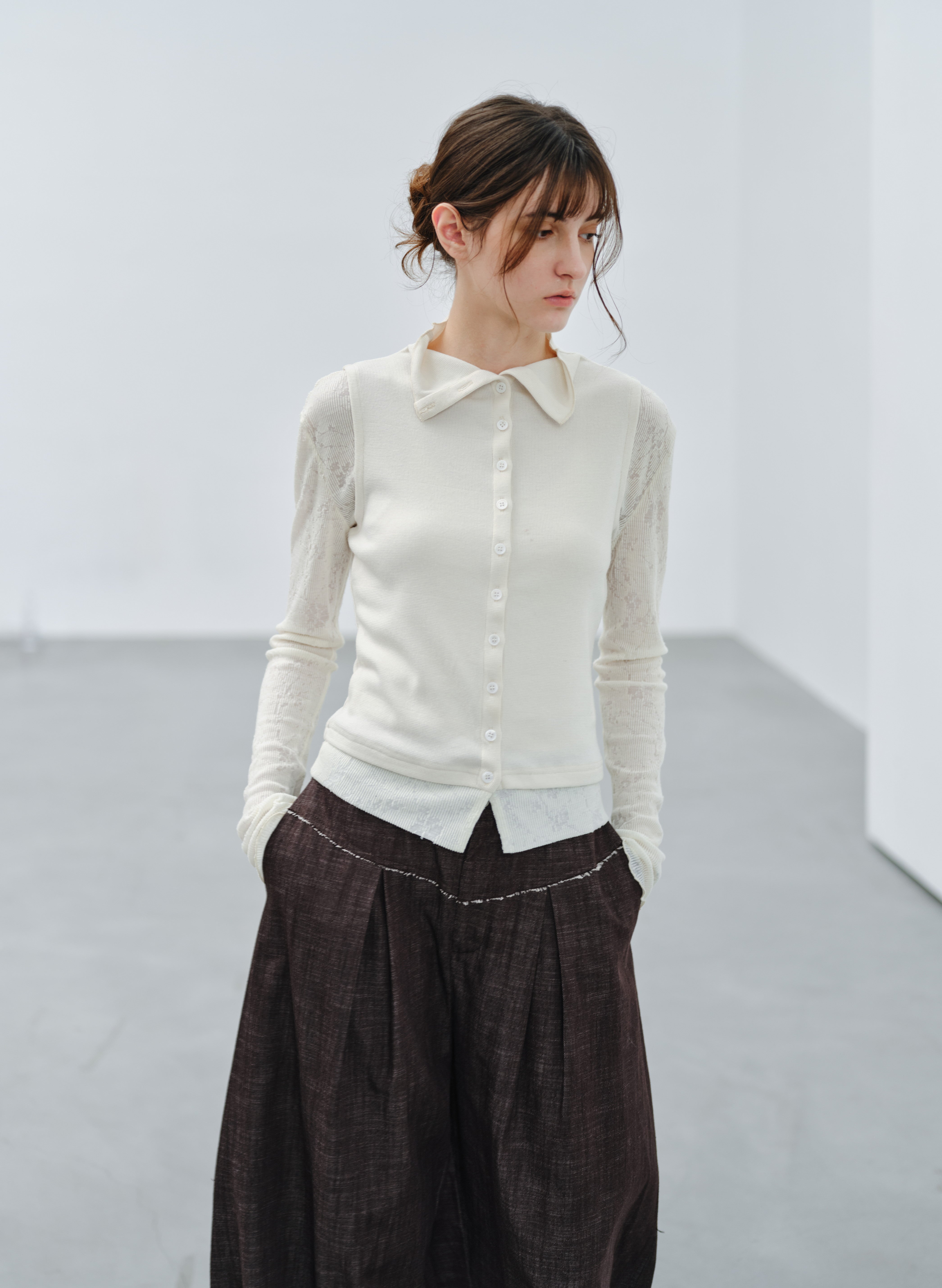 JACQUARD SLEEVE FIT TOP