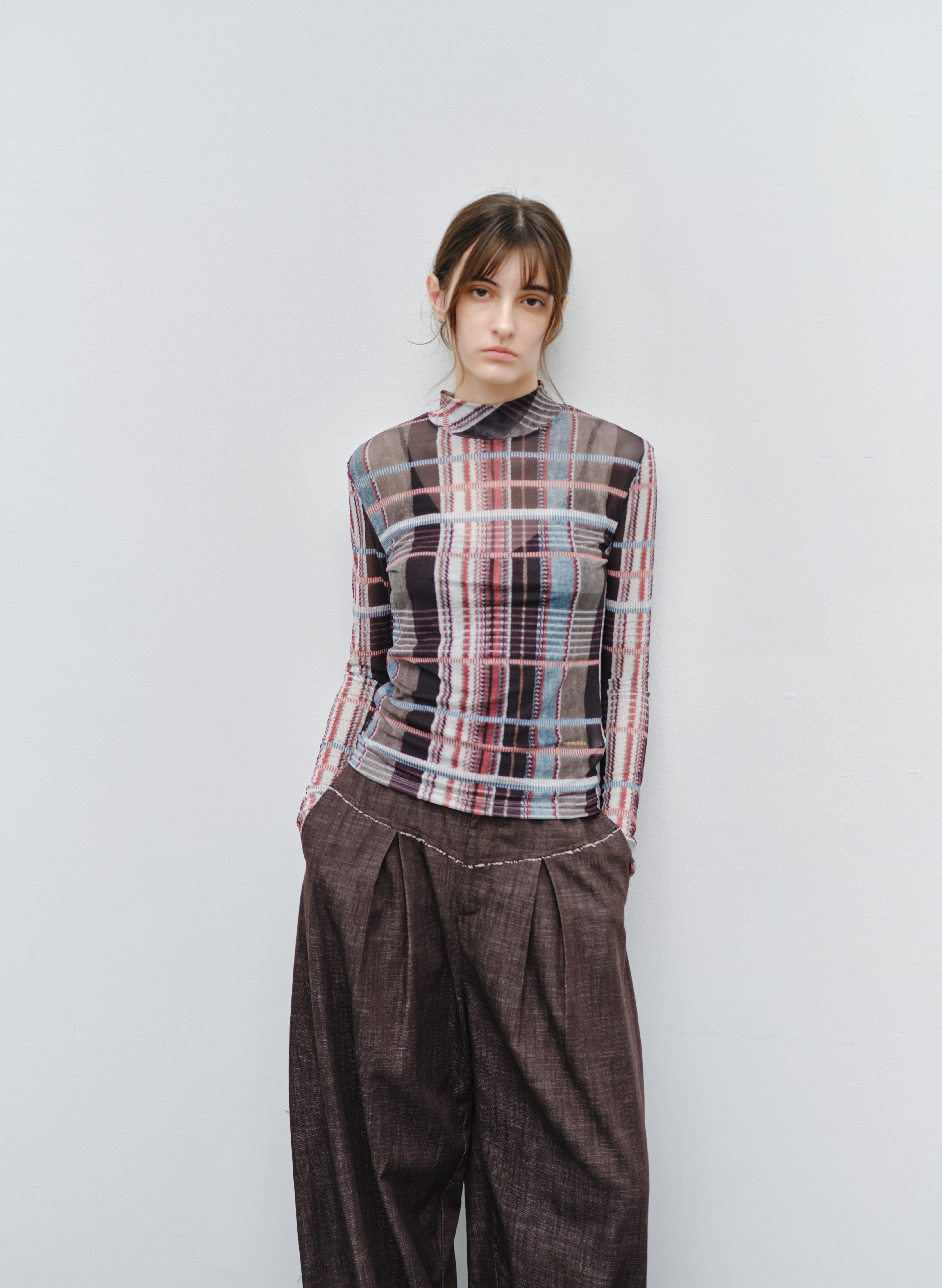 WAVE CHECK SHEER TOP