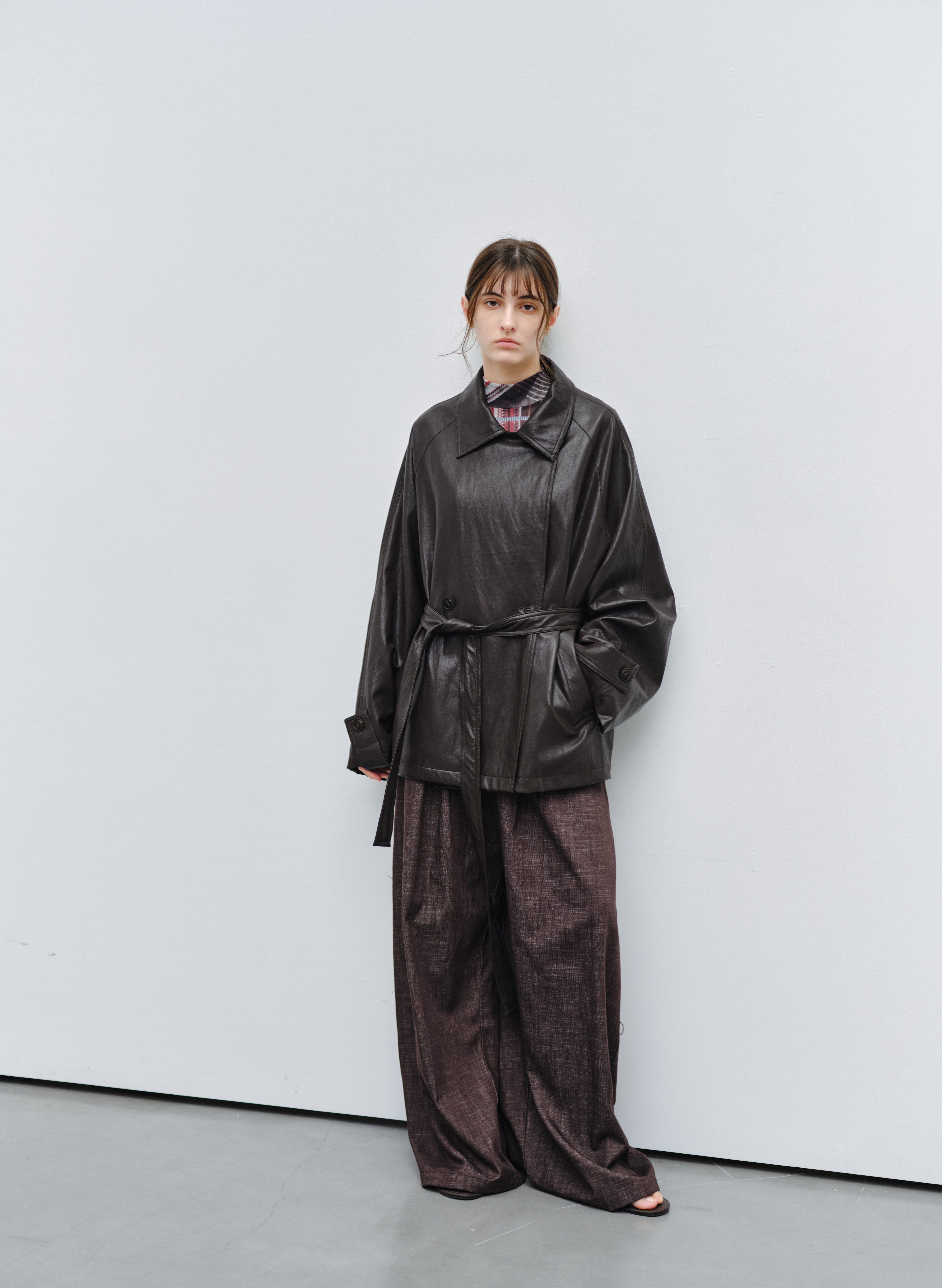 LEATHER TEXTURE CLASSIC TRENCH