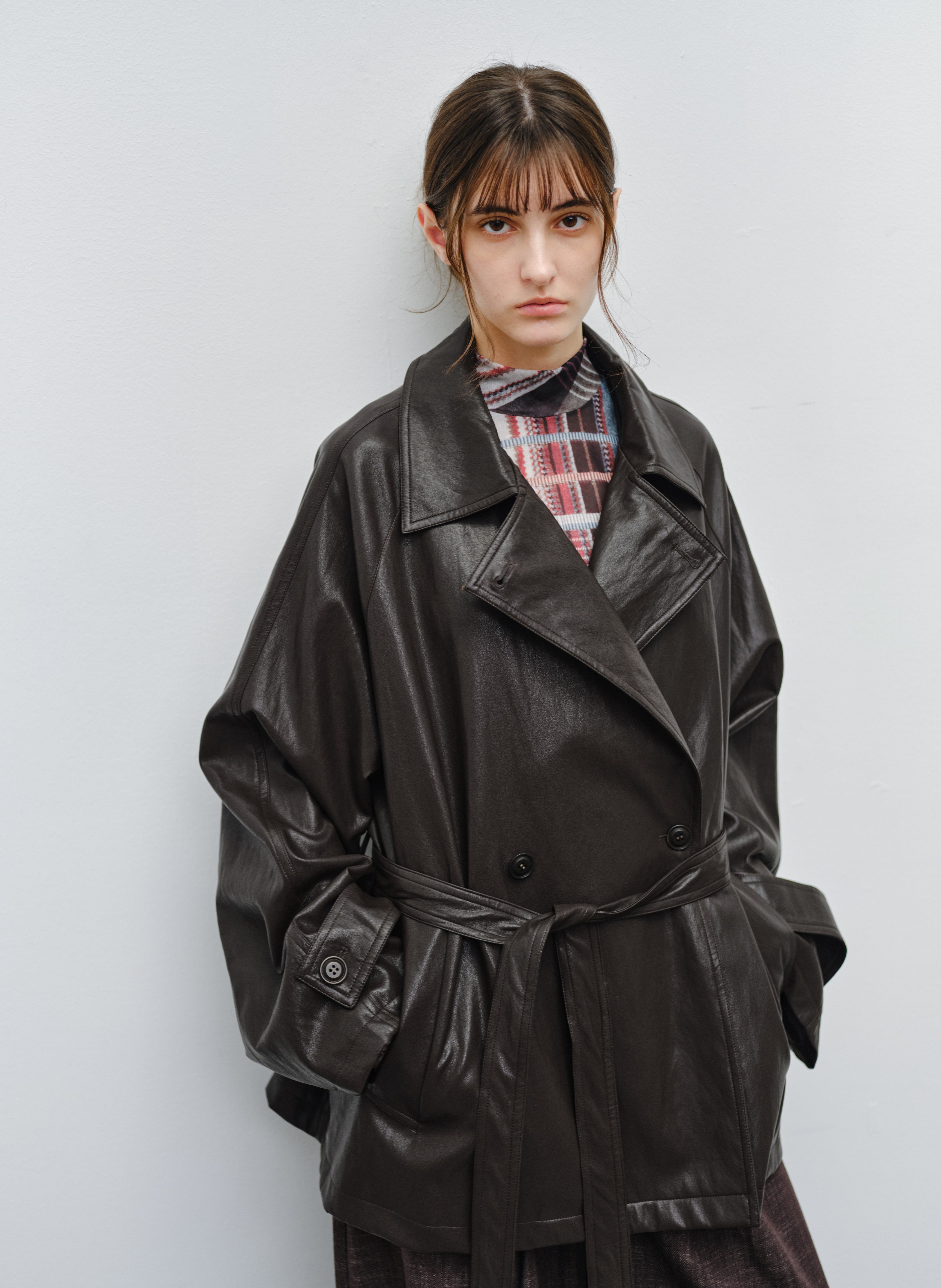 LEATHER TEXTURE CLASSIC TRENCH