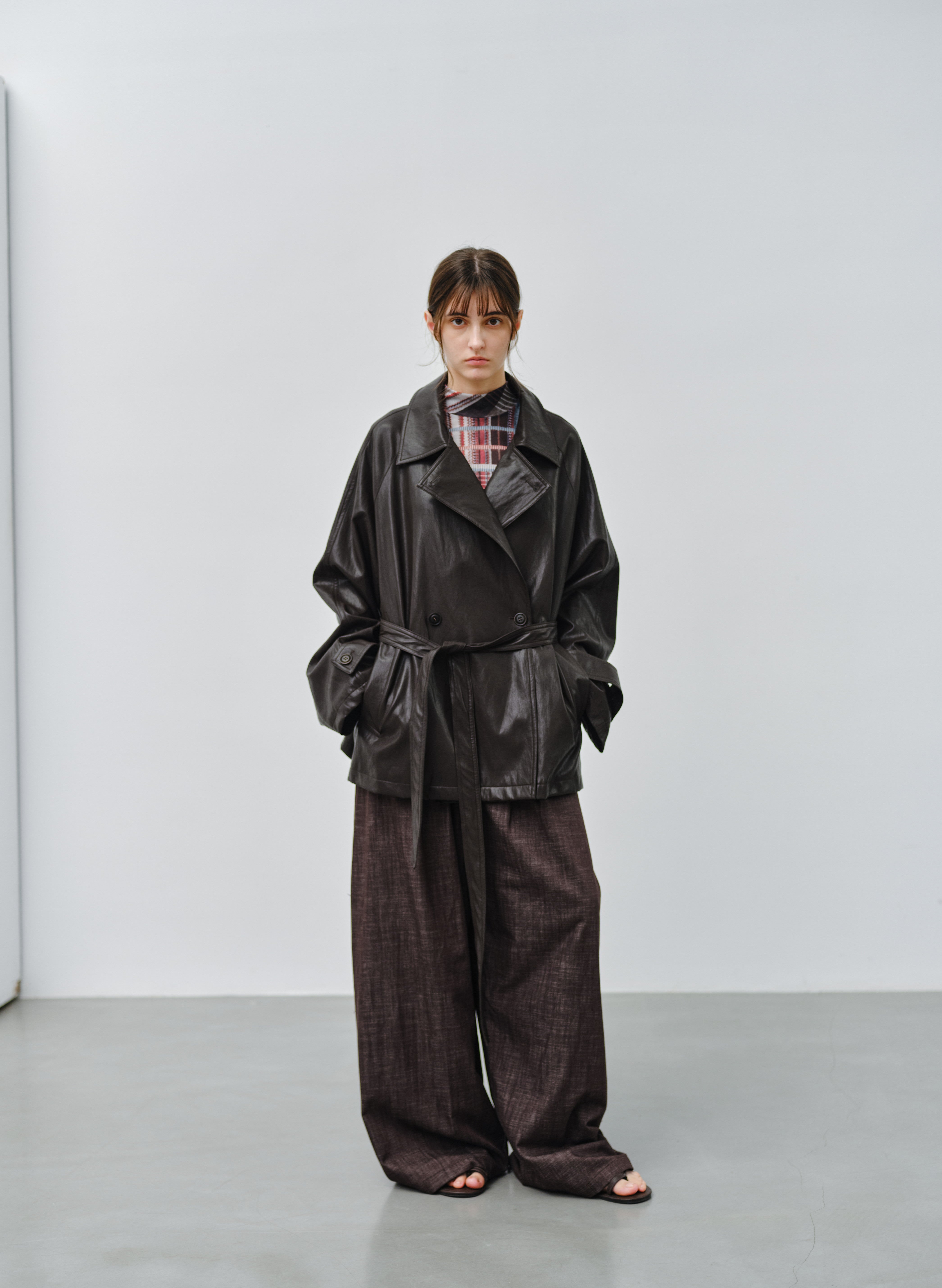 LEATHER TEXTURE CLASSIC TRENCH