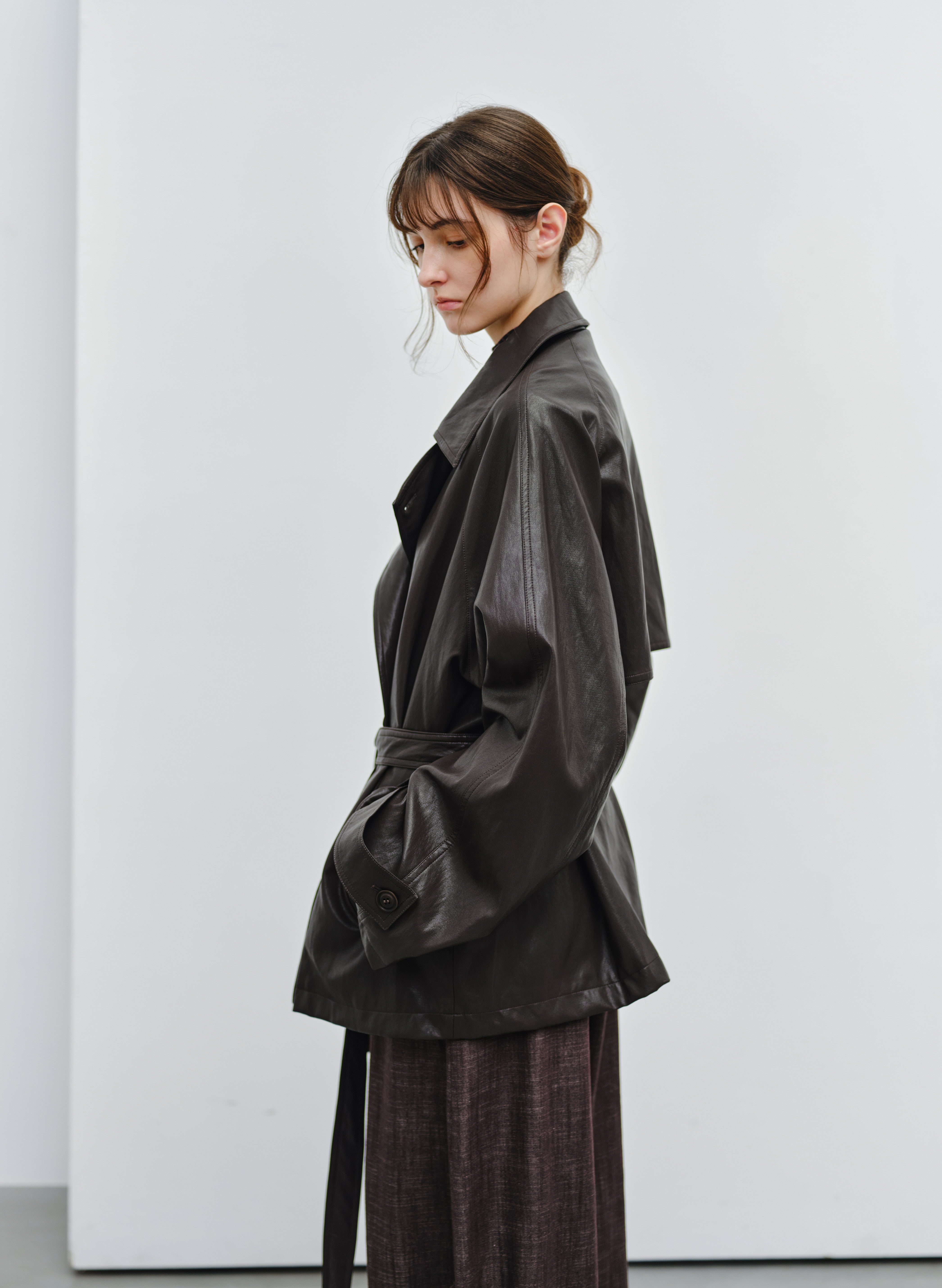 LEATHER TEXTURE CLASSIC TRENCH