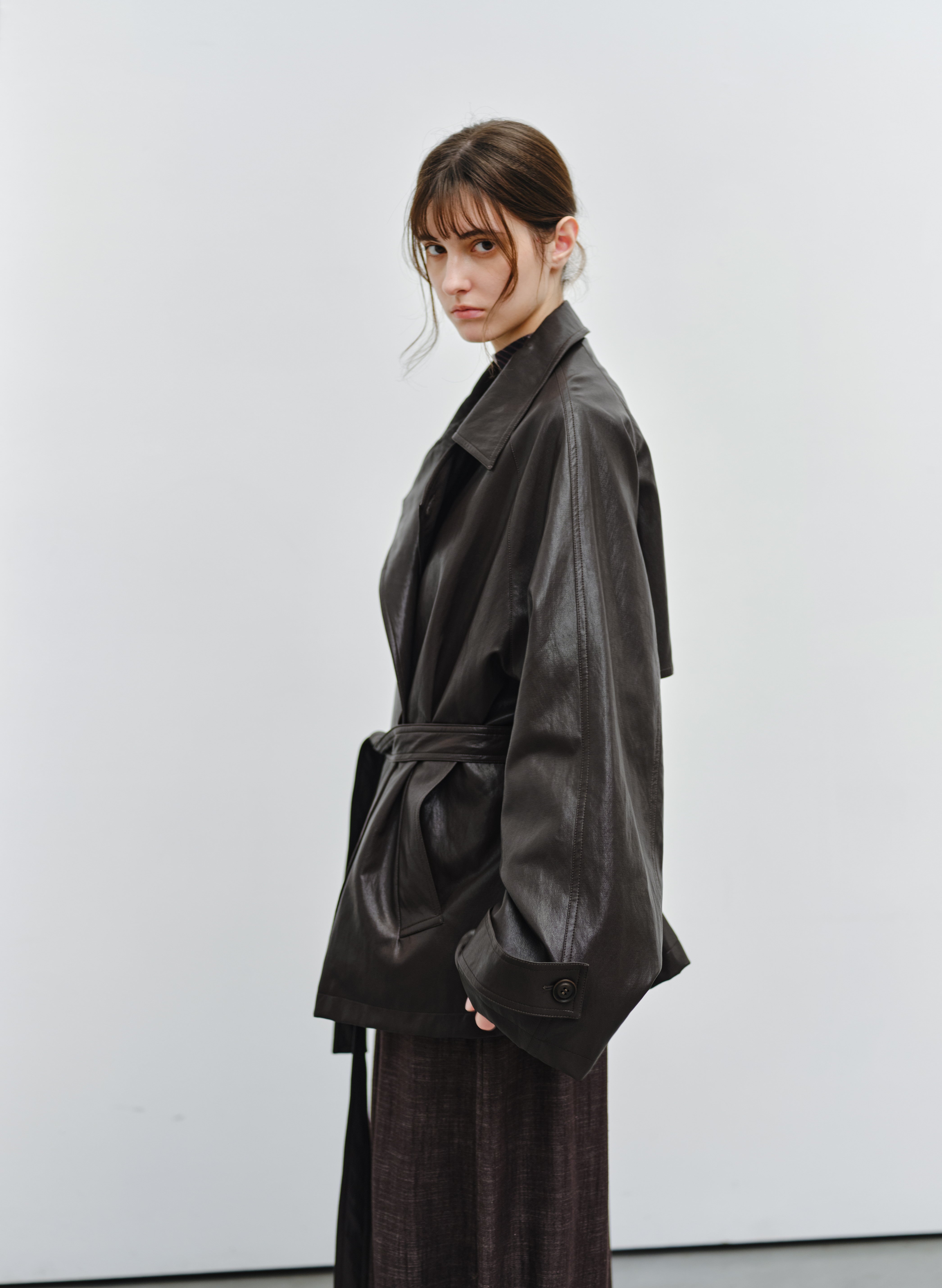 LEATHER TEXTURE CLASSIC TRENCH