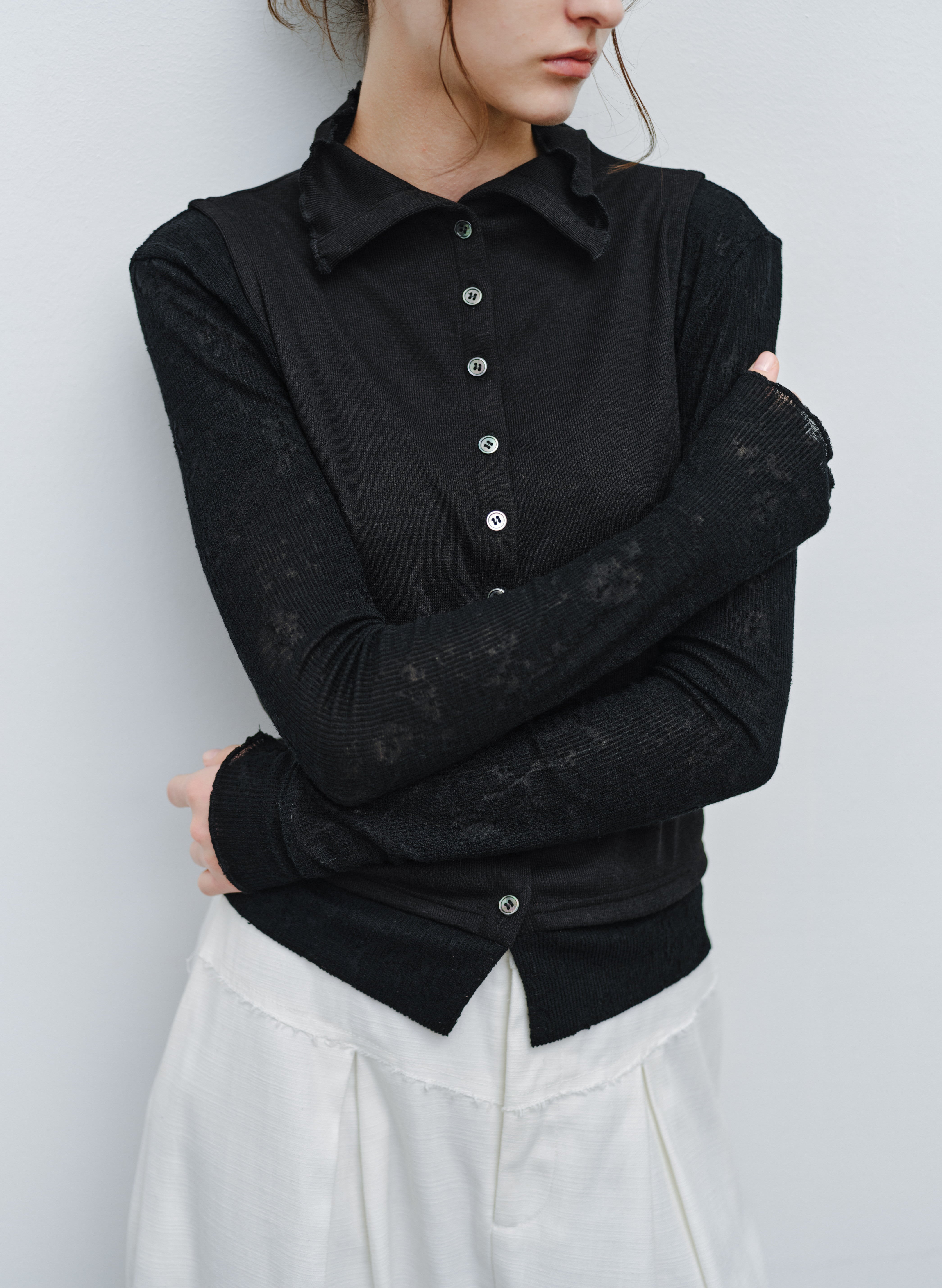 JACQUARD SLEEVE FIT TOP