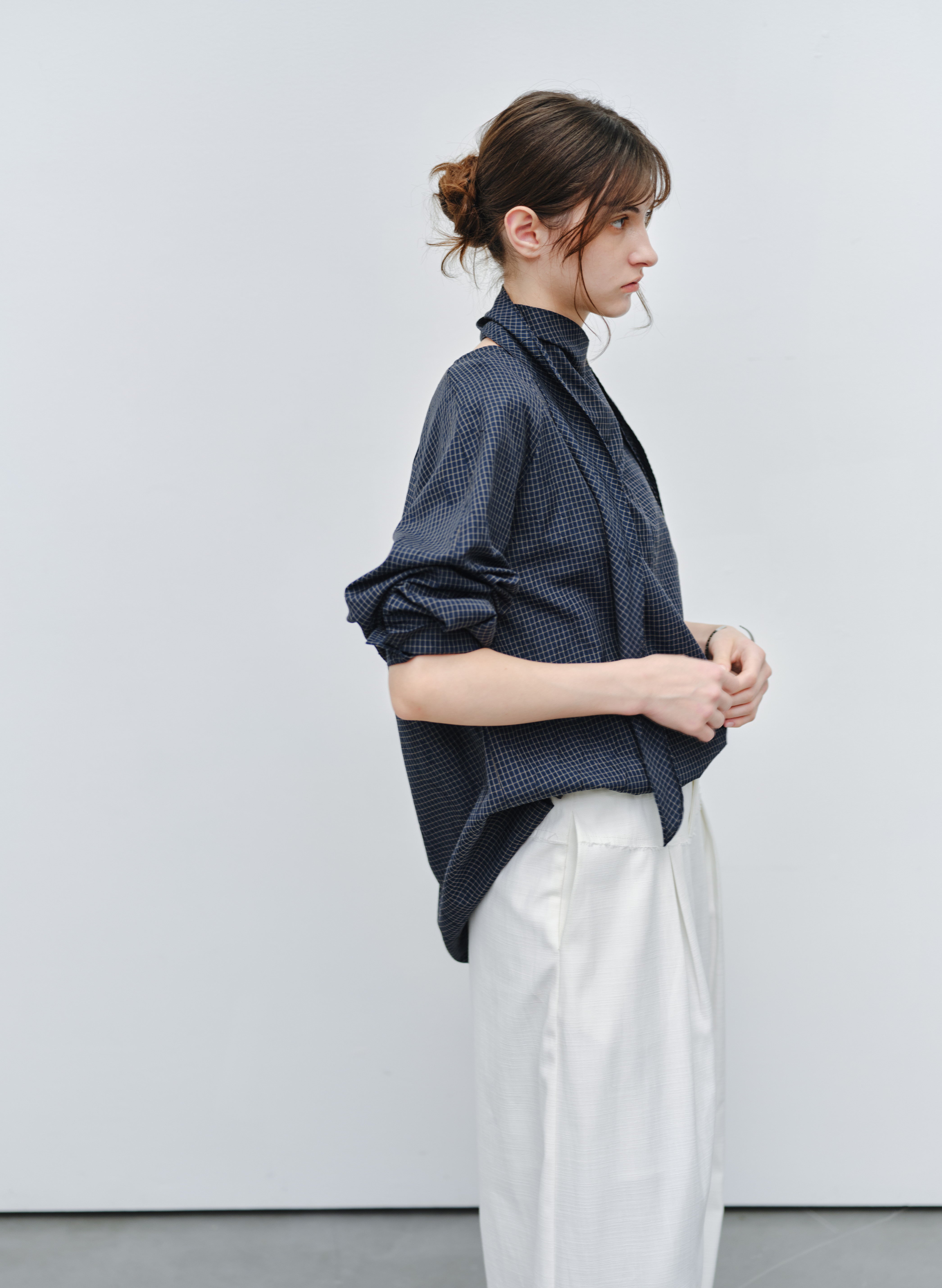 GRID CHECK SCARF SHIRT